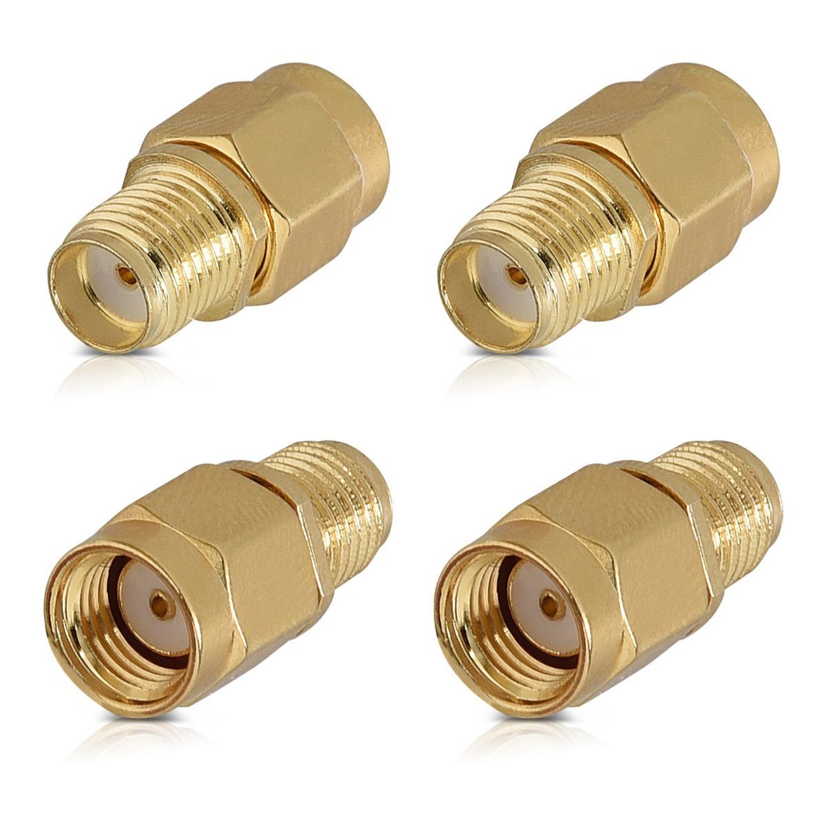kwmobile 4x RP-SMA auf SMA Konverter - Stecker auf Buchse Adapter Adapter