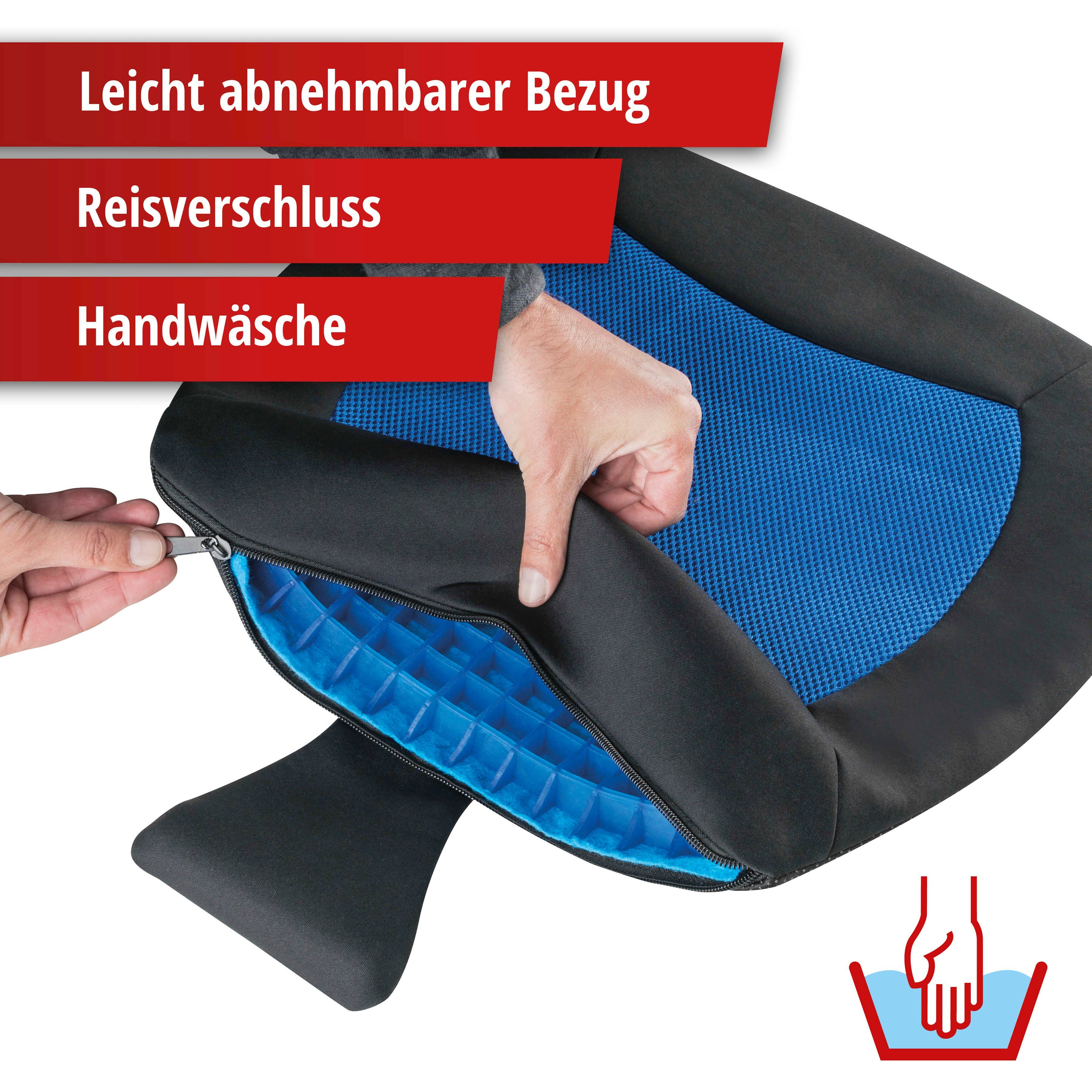 für Autositze, Sitzkissen Touch, Cool blau/schwarz 42x46x2,5 cm WALSER