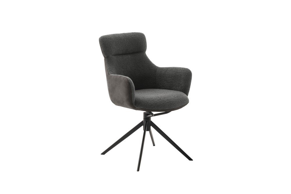 MCA furniture Esszimmerstuhl MCA PELION 4 Fuß Stuhl mit Armlehnen  Stahl/Stoffbezug 360° drehbar (2)