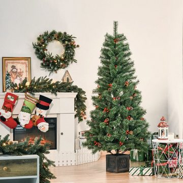 HOMCOM Künstlicher Weihnachtsbaum 1,8 m Christbaum Tannenbaum mit Topf und Deko PVC, Tannen, 90B x 180H cm (BxH), grün