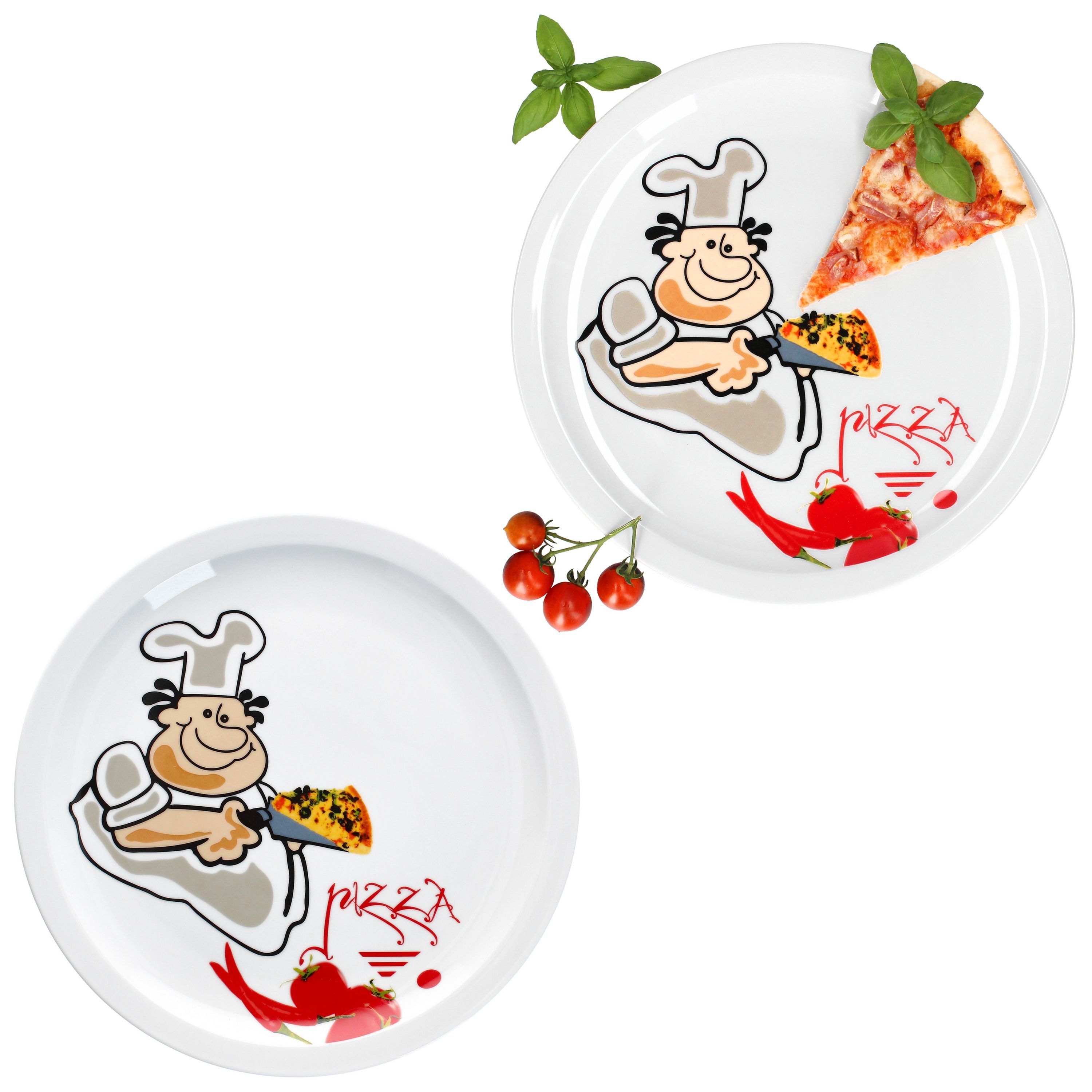 MamboCat Pizzateller 2er Set Alberto Pizzateller Ø30,5cm 2 Personen XL-Teller Platte groß