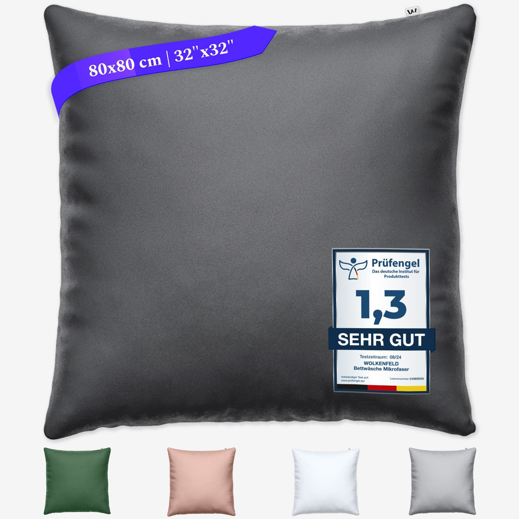 Wolkenfeld Kissenbezug Mikrofaser Kissenbezug - Allergiker Kopfkissenbezug - unfassbar weich, (1 Stück), Größe 80x80, 40x80 und 70x90 cm, versteckter Reißverschluss