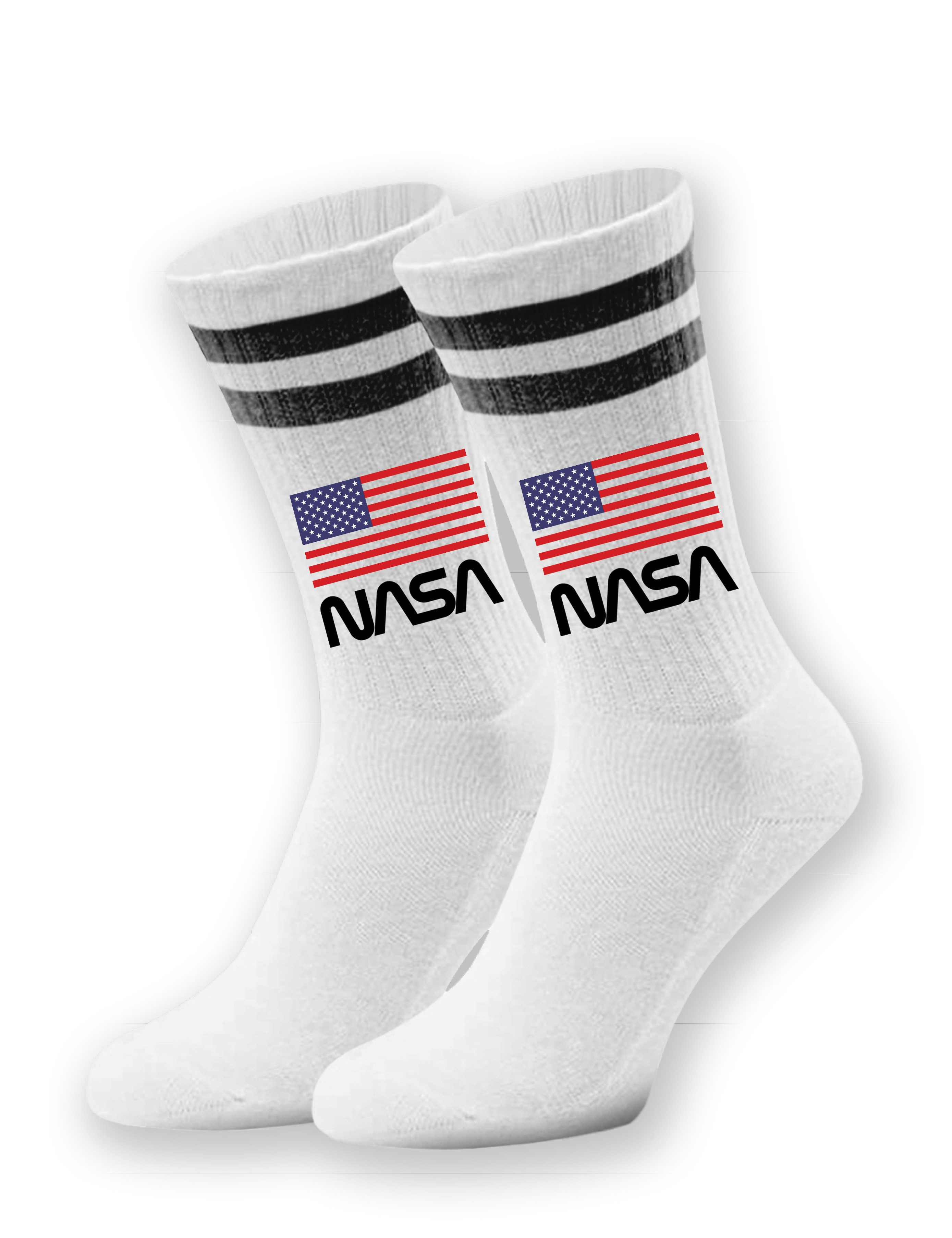 Youth Designz Tennissocken Unisex Socken "NASA USA" Aufdruck Weltraum lustig Geschenk Statement mit verstärkter Verse und Zehenbereich