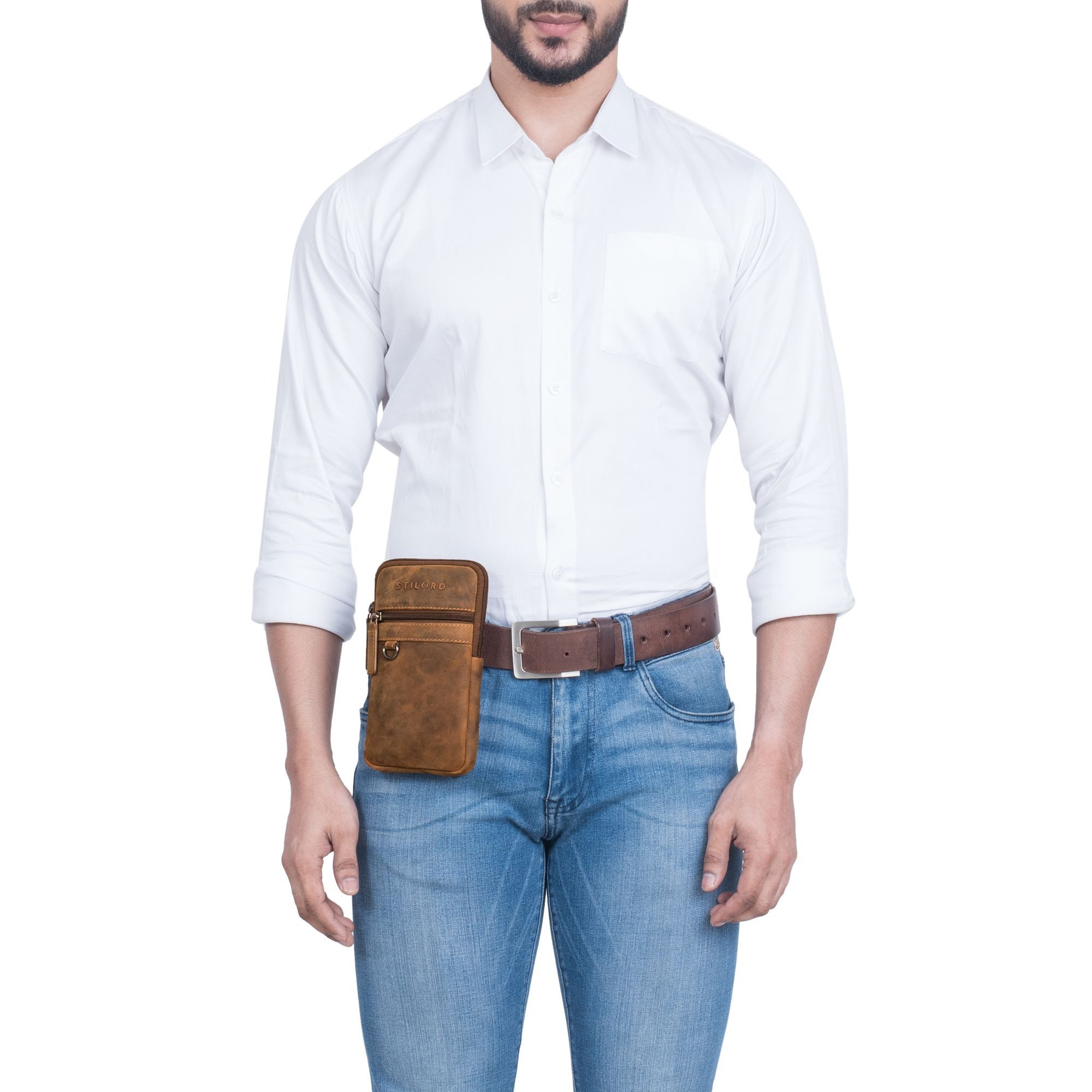 STILORD Handtasche "Mauve" 2-in-1 Gürteltasche Umhängetasche Herren Leder Klein