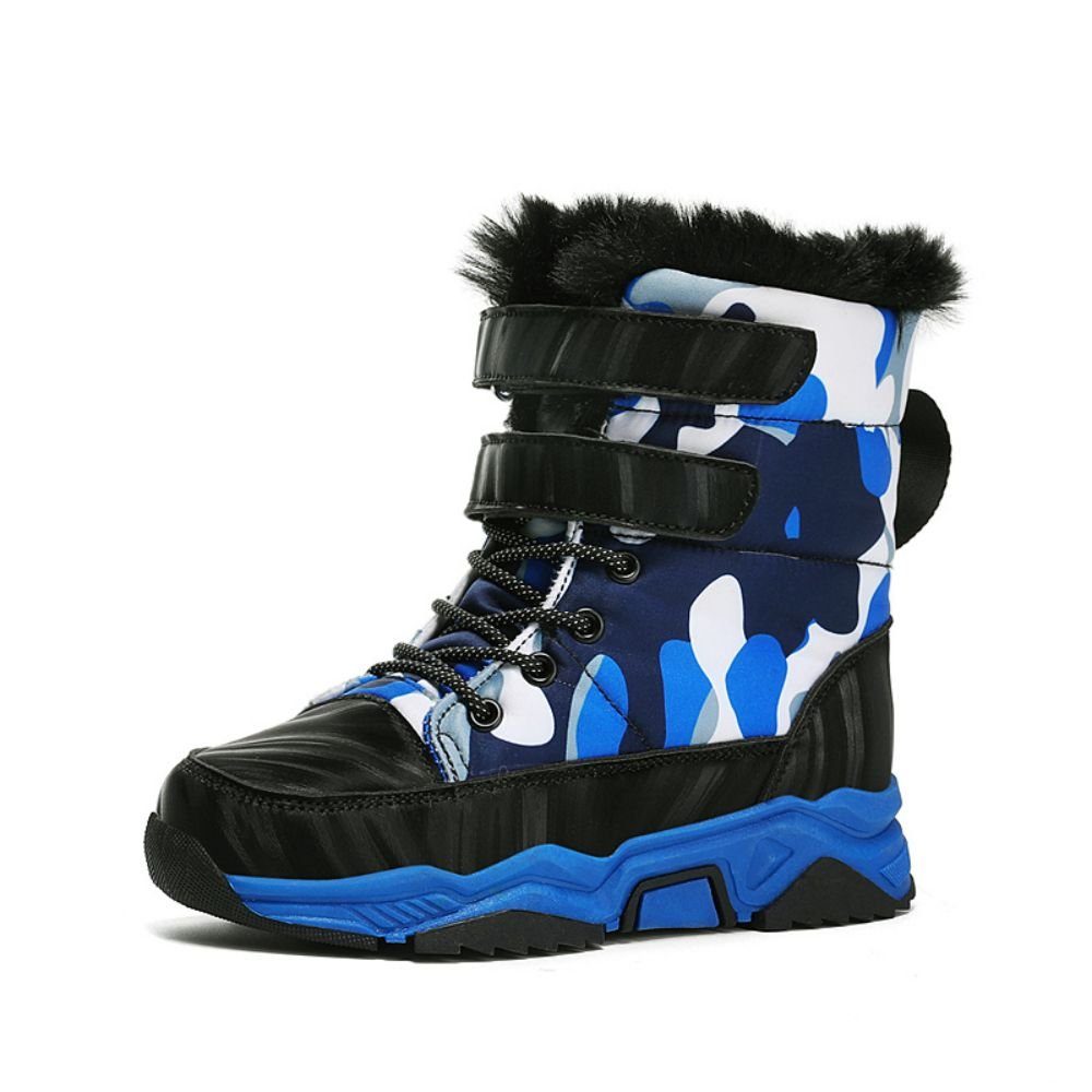 warm halten, schwarz Kinderstiefel Snowboots blau HUSKSWARE (Mittelhohe Schneestiefe, Vlies) rutschfest, warme und Winterkinder-Sneaker, Baumwollschuhe