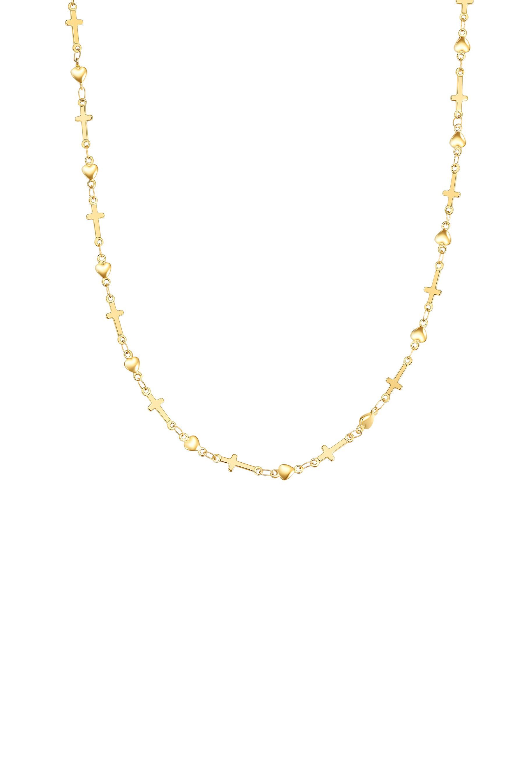 Edelstahlkette Herzen & Kreuze, Moderne Gliederkette