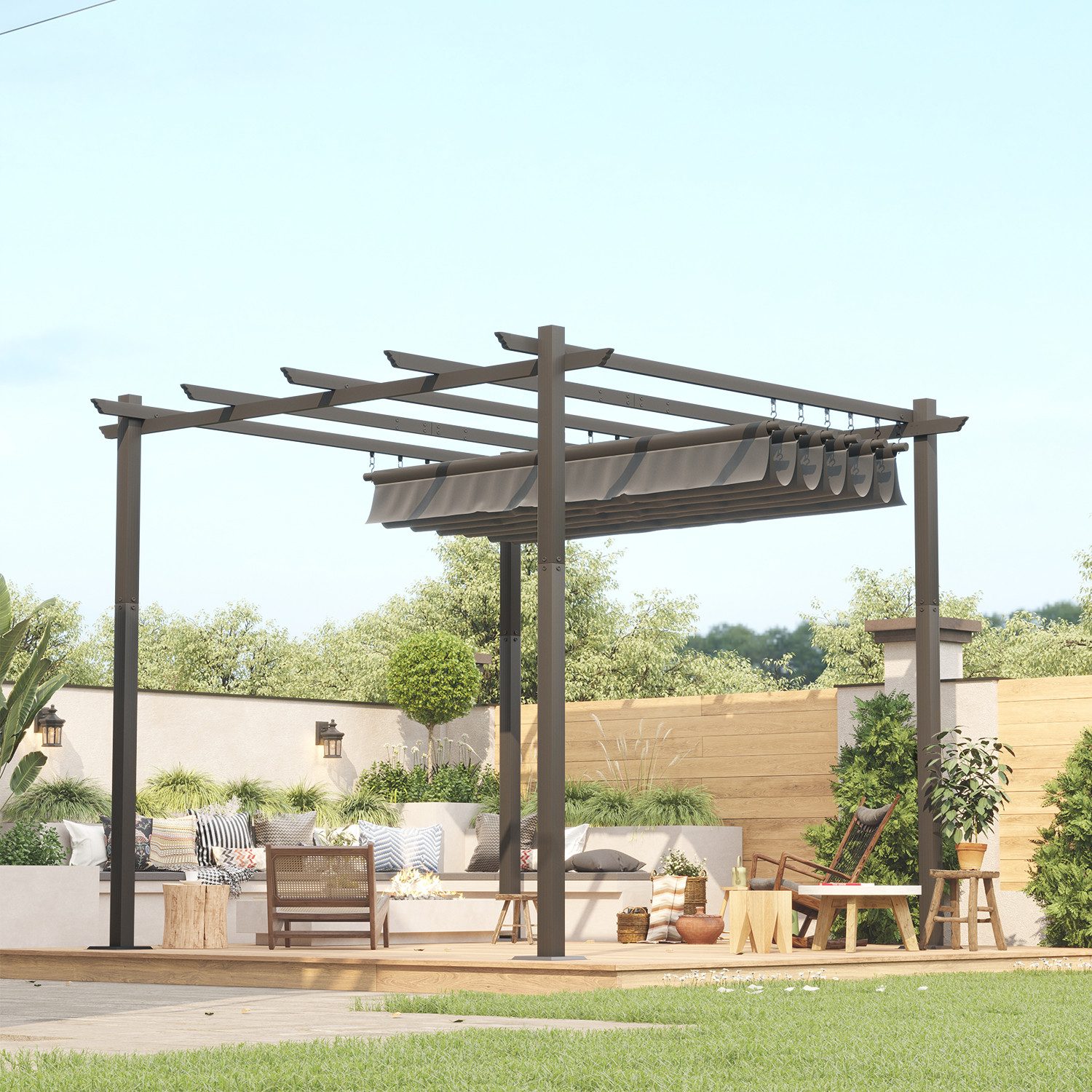 HOMALL Pavillon Pergola 3x3/3x4m Gartenpavillon Pavillon mit Aluminiumrahme günstig online kaufen
