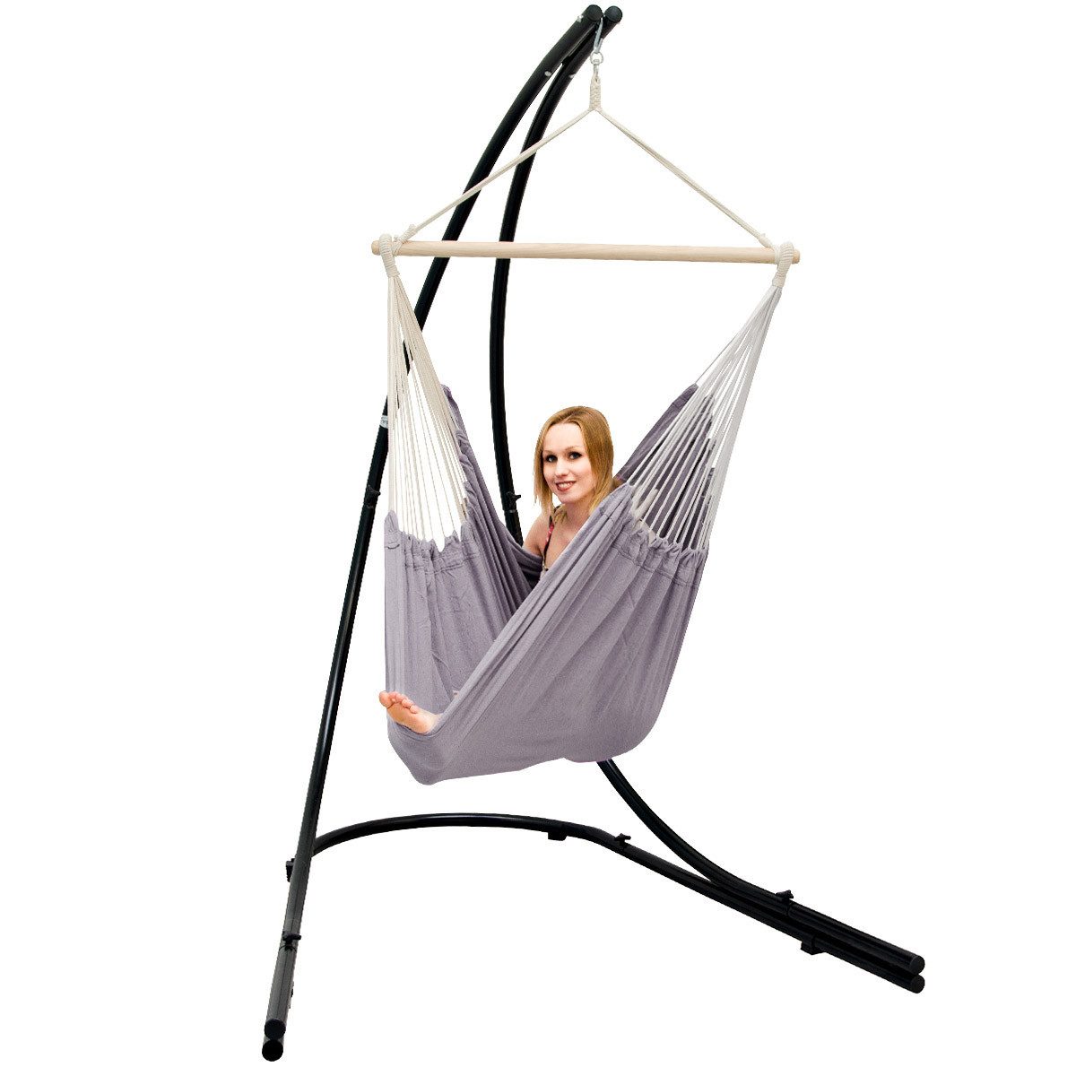 AMANKA Hängestuhl Hängestuhlgestell HSG-153 mit Hängestuhl HMG-40, 185 x 130 cm Hängesitz für Kinder und Erwachsene - 360° Relaxsessel