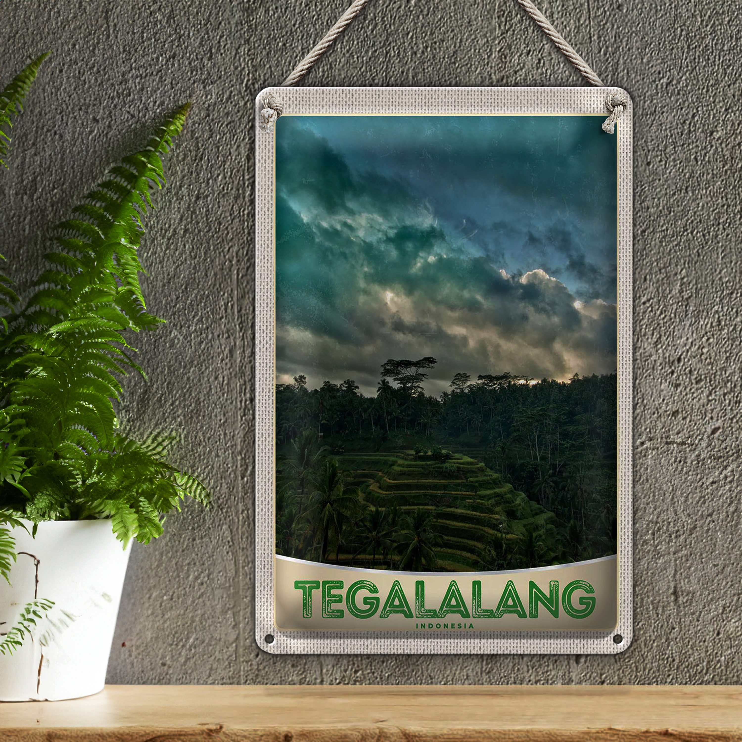Roomando Metallschild Reise 12x18cm Tegalalang Indonesien Asien Tropen