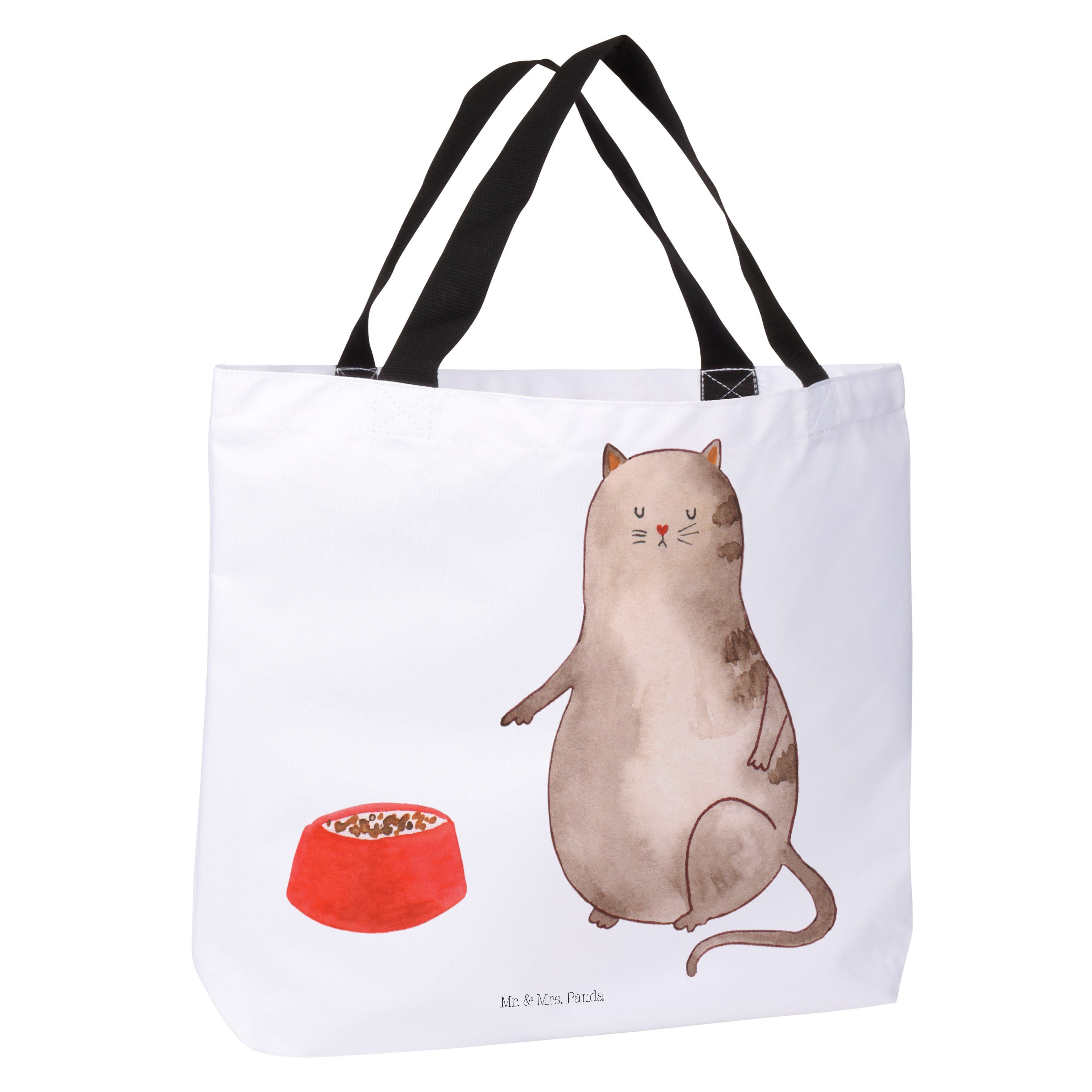 Mr. & Mrs. Panda Shopper Weiß (1-tlg) - Einkaufstasch - Katze Alltagstasche, Geschenk, fressen Beutel