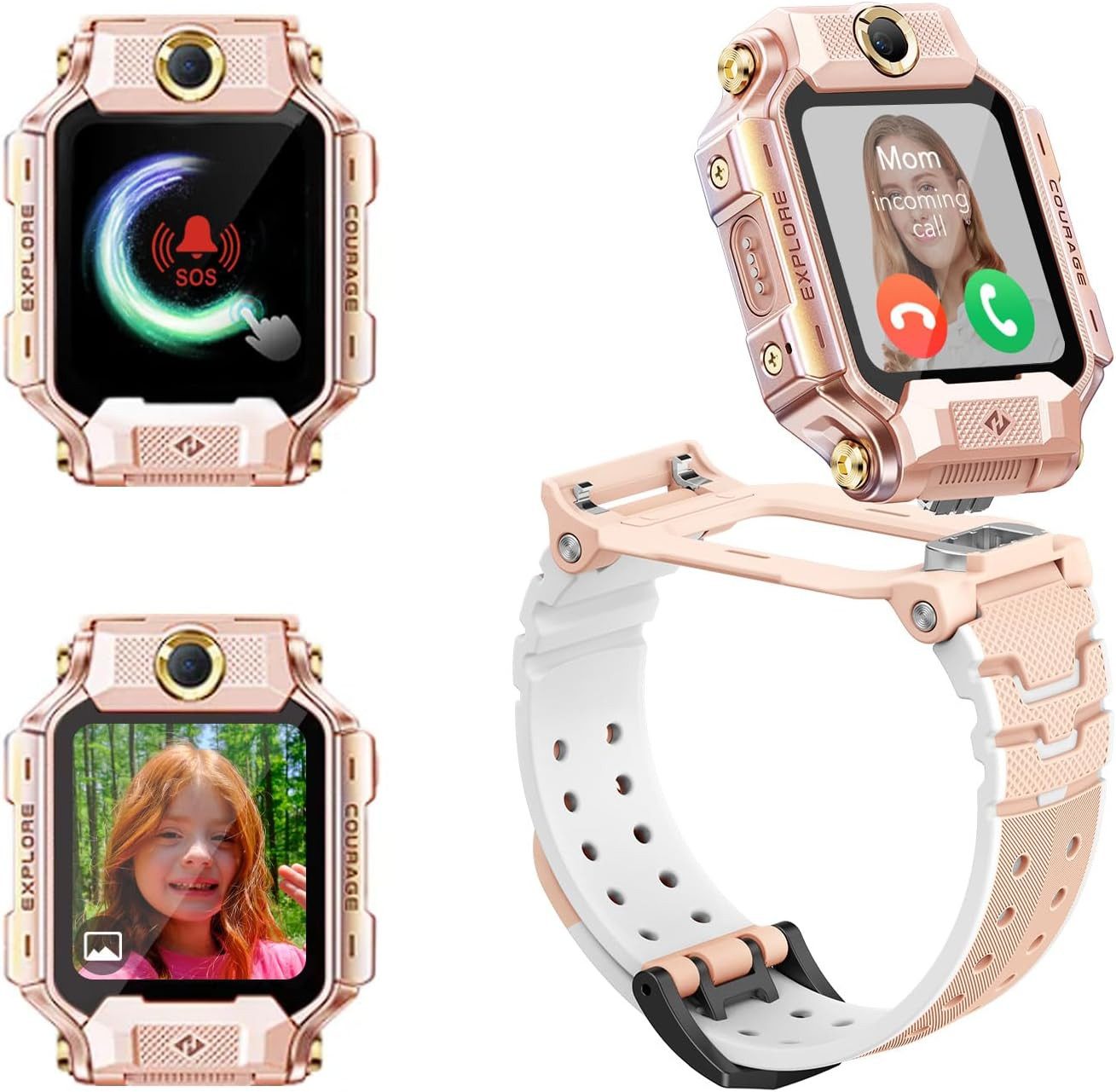 imoo X10 Rose Smartwatch (2,5 cm, sim-karte), Vielseitige Kinder Smartwatch mit Kamera