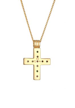 HAZE & GLORY Kette mit Anhänger Edelstein Kreuz Vivid 925 Silber vergoldet, Kreuz