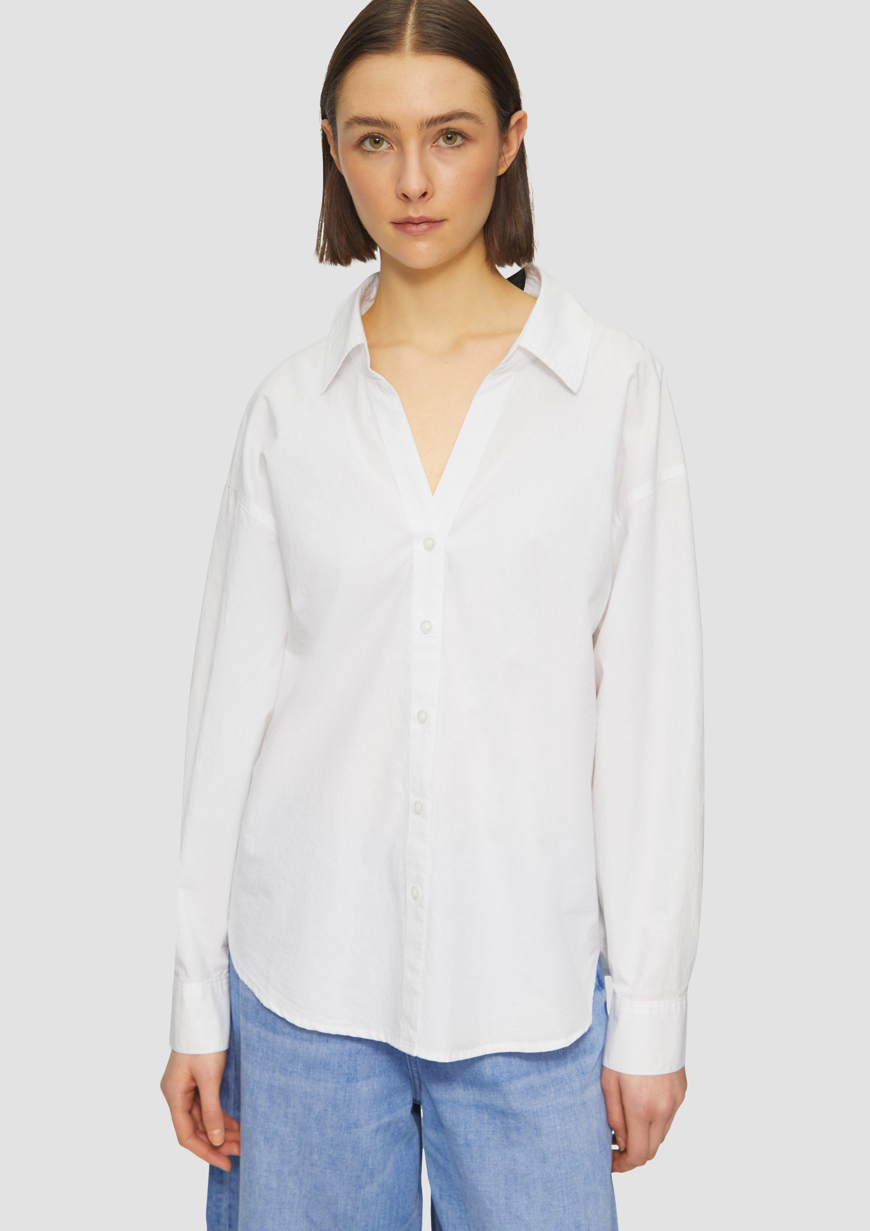 Langarmbluse Popeline-Bluse im Relaxed Fit mit Schleife
