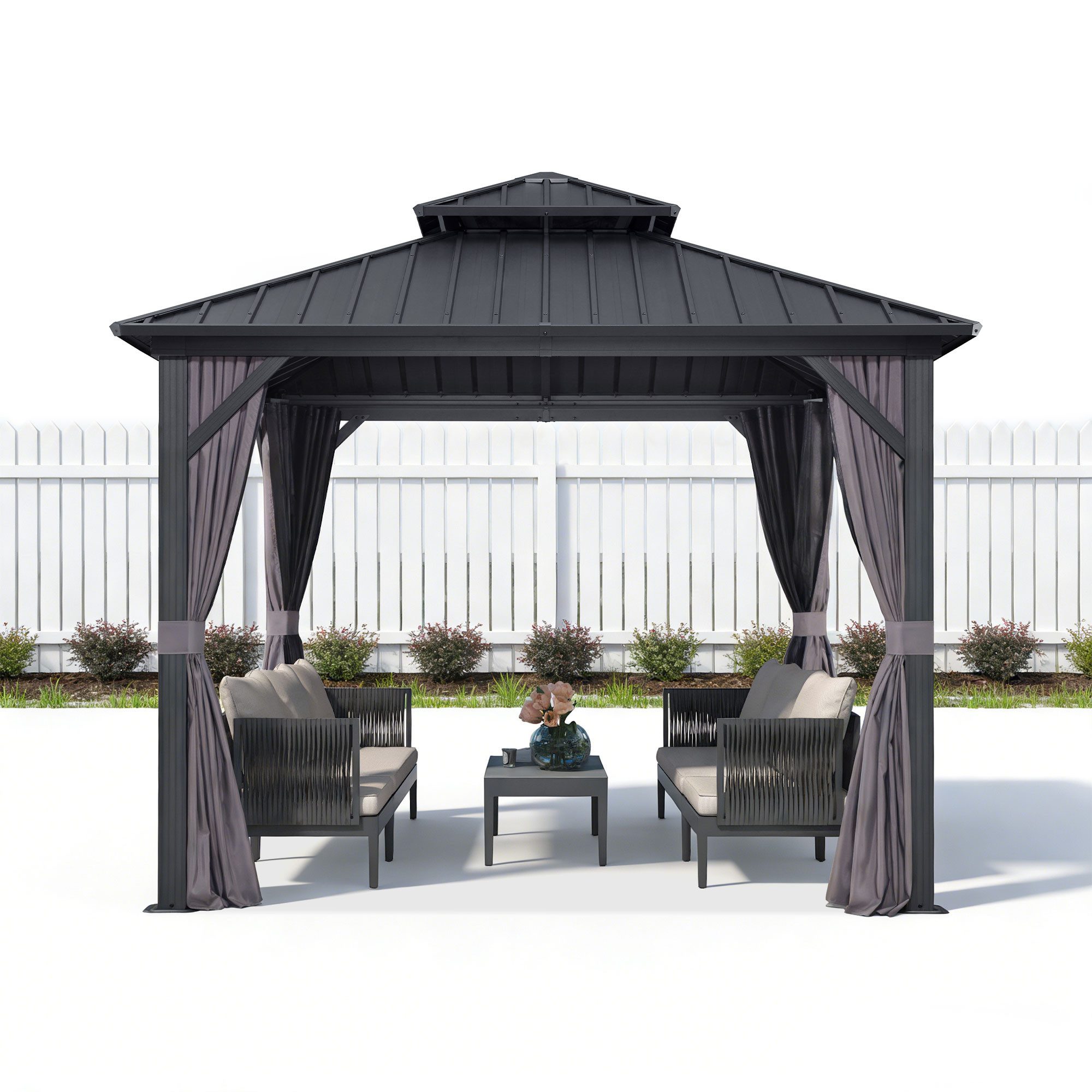 PURPLE LEAF Pavillon Günstiger Gartenpavillon, (1 Pavillon, mit Vorhängen und Moskitonetz), Wasserdicht, UV-beständig, Privatsphärenschutz