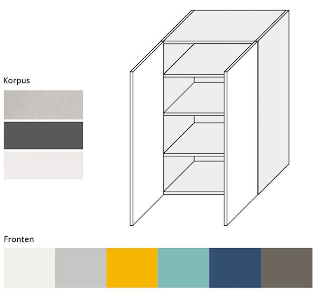 Feldmann-Wohnen Klapphängeschrank Napoli (Napoli) wählbar grifflos 60cm Front- qurazgrau 7039 RAL und 2-türig Hochglanz Korpusfarbe