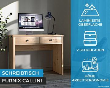 Furnix Schreibtisch CALLINI C18 Arbeitsplatz mit zwei Schubladen Eiche Artisan, B100 x H78 x T40,5 cm