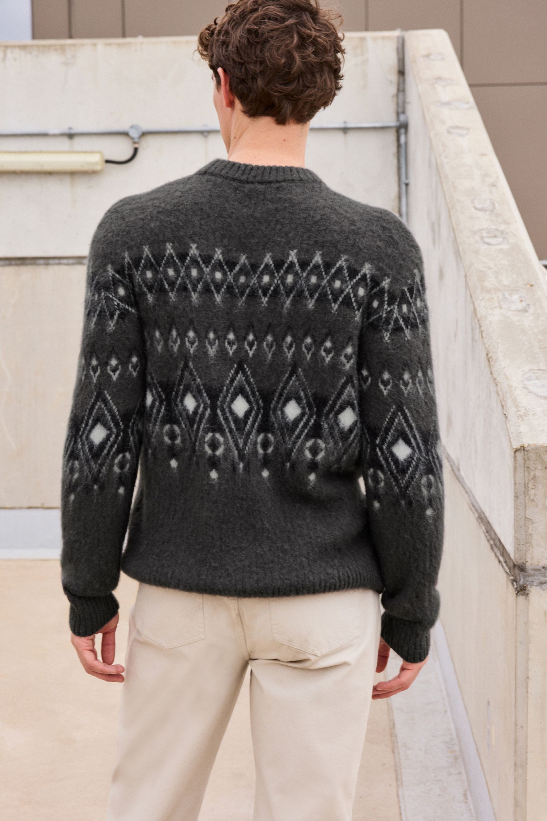 Next Rundhalspullover Angerauter Relaxed Fit Rundhalspullover günstig online kaufen