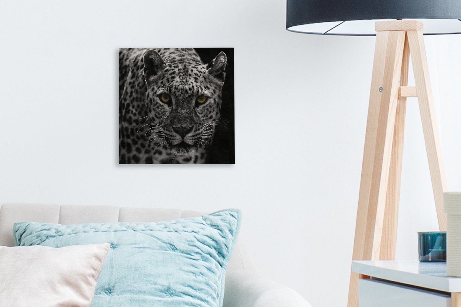 (1 OneMillionCanvasses® Weiß, Wohnzimmer - Leopard St), Leinwand Schwarz für Schlafzimmer Bilder Leinwandbild -