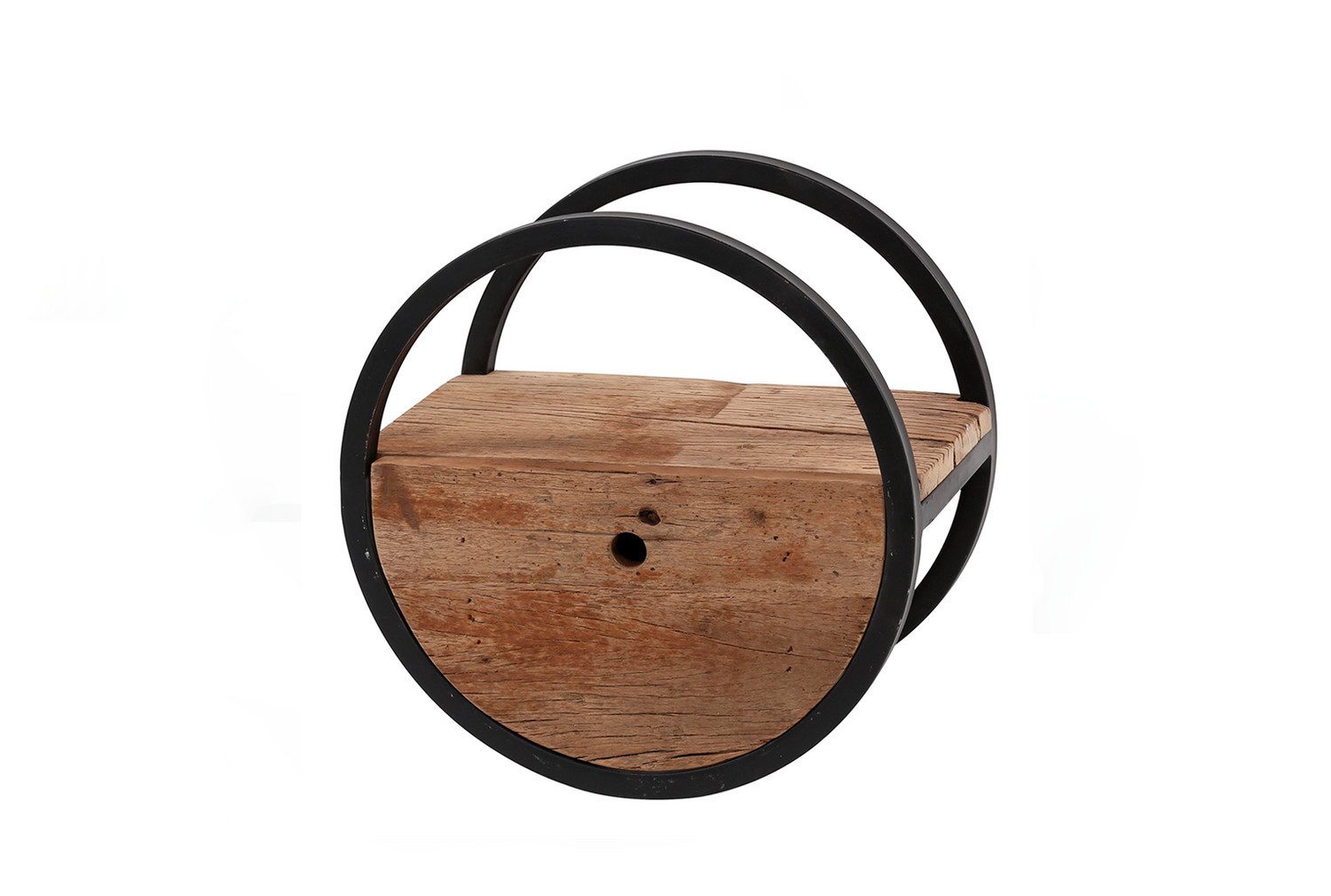 KAWOLA Regal RADEL, Ø40 rund Hartholz natur mit Schublade günstig online kaufen