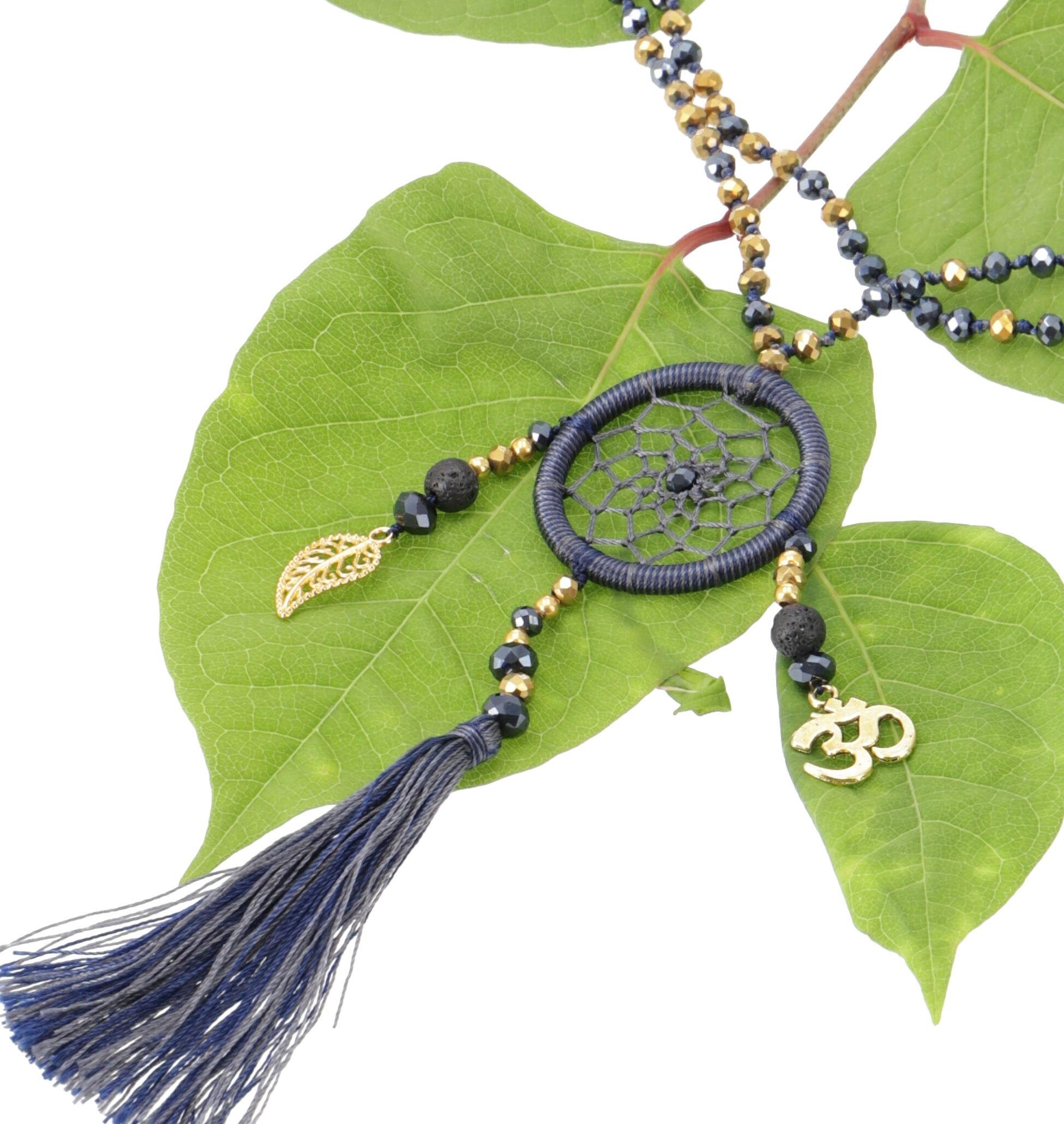 Guru-Shop Perlenkette Ethno Kette, Modeschmuck Kette Traumfänger -..