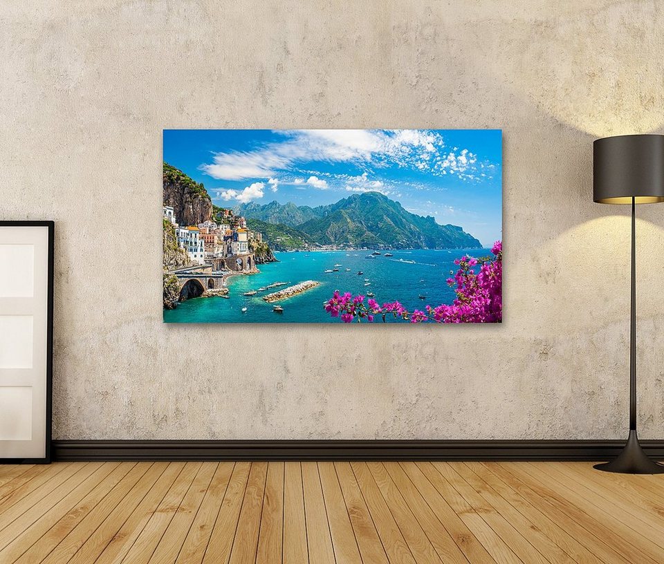 islandburner Leinwandbild Bild auf Leinwand Landschaft Amalfiküste Atrani  Stadt Berühmte Italien