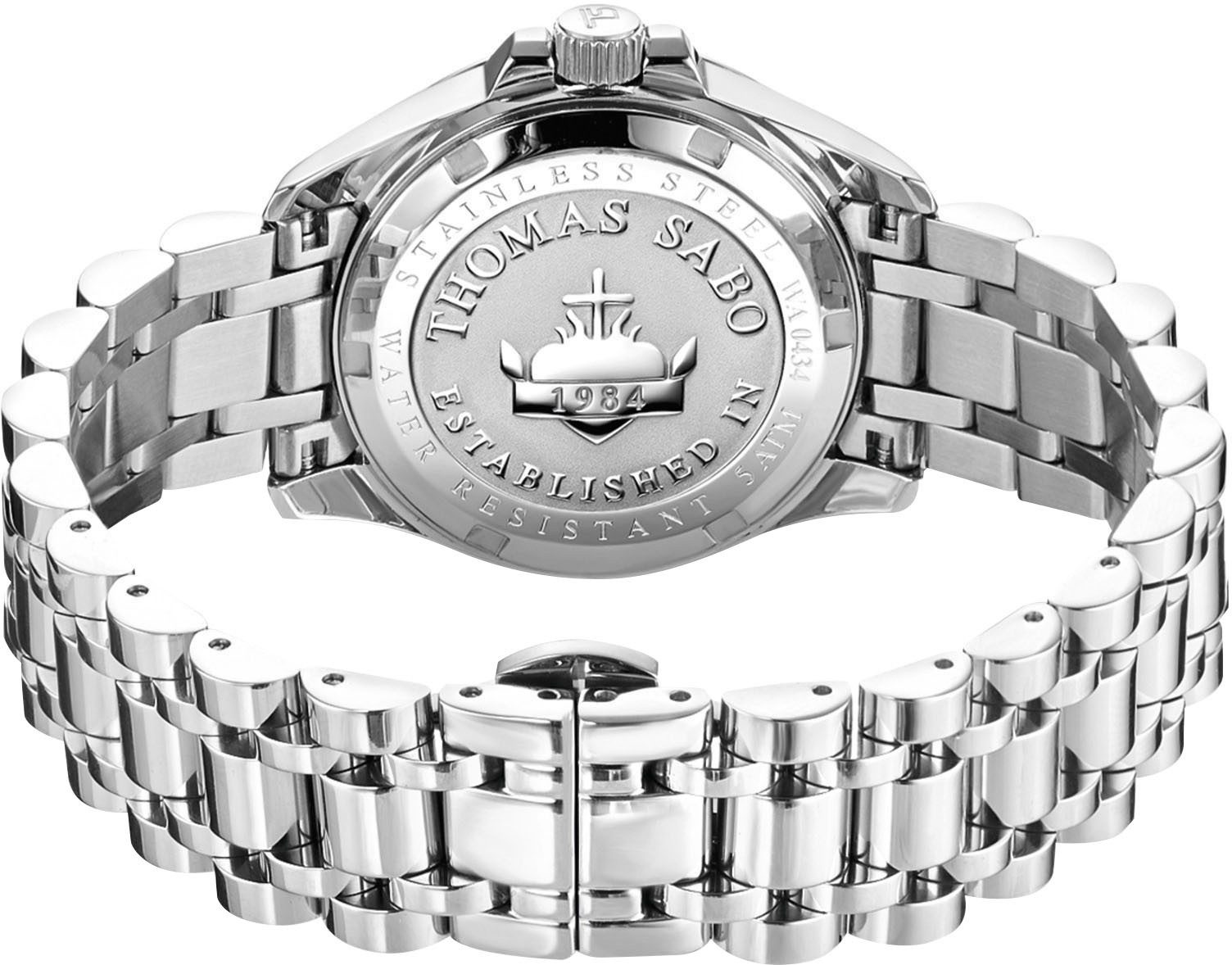 THOMAS SABO Quarzuhr DIVINE JEWELERY STONE WA0434-201-211-33 mm, Armbanduhr, Damenuhr, Edelstahl, analog, Zirkonia (synth), Malachit