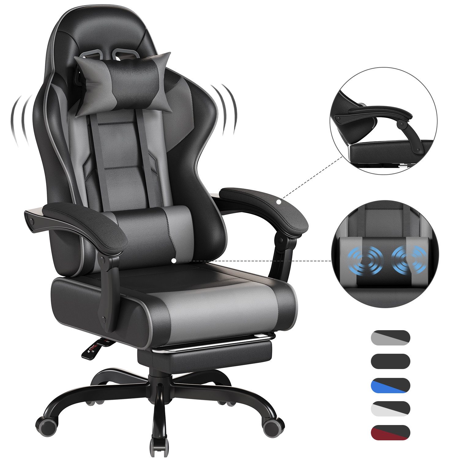HOMALL Gaming-Stuhl Massage Bürostuhl mit Fußstütze,Kopfstütze günstig online kaufen