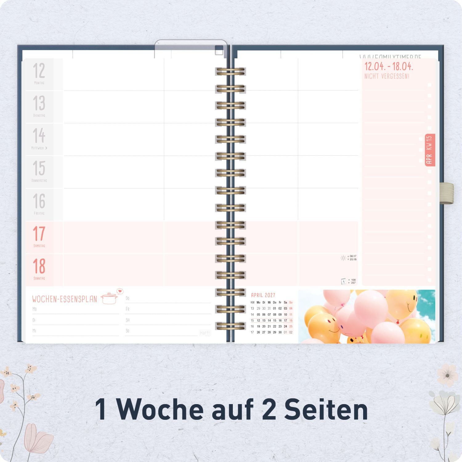 Häfft Terminkalender Family-Timer Deluxe 2026/2027 / 17 Monate / A5, Wire-O-Bindung – Bild 4 von 5