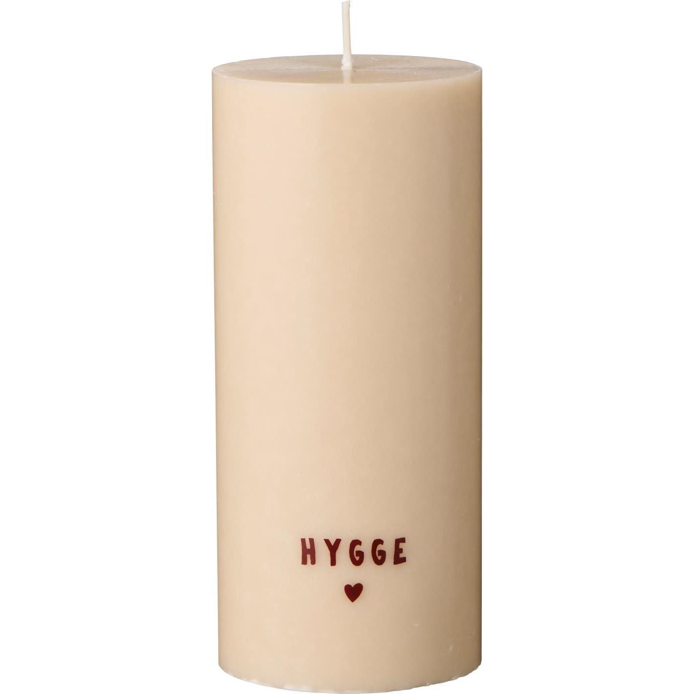 Ib Laursen Kerzenständer IB Laursen Stumpenkerze Hygge grau mit brauner Schrift 78047-44