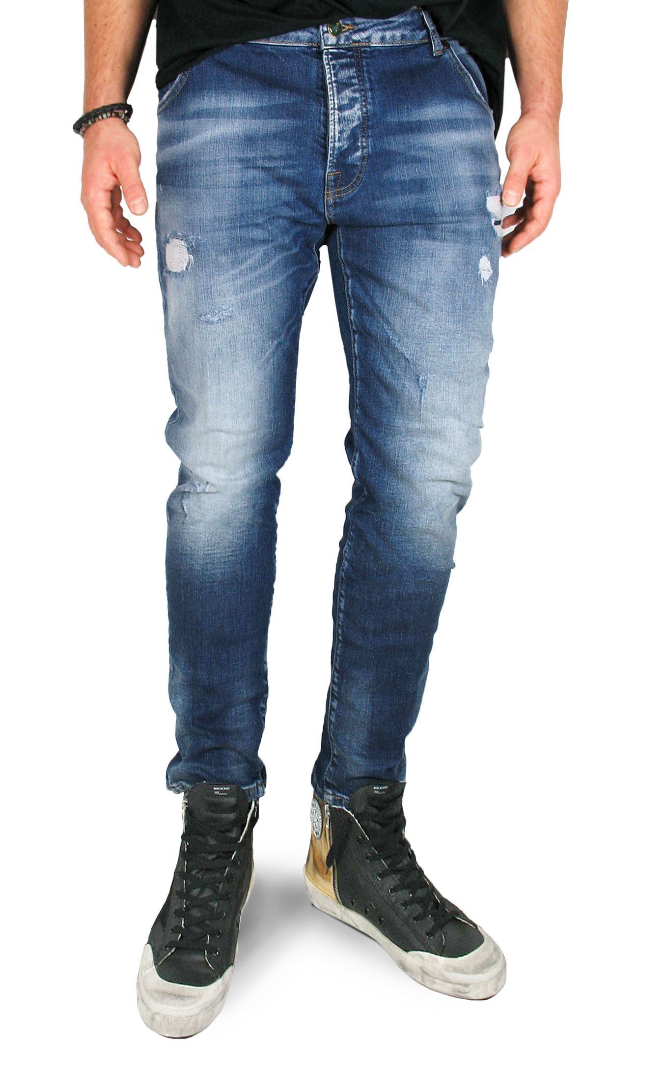 Goldgarn 5-Pocket-Jeans Herren NECKARAU Skinny Cropped distressed Denim