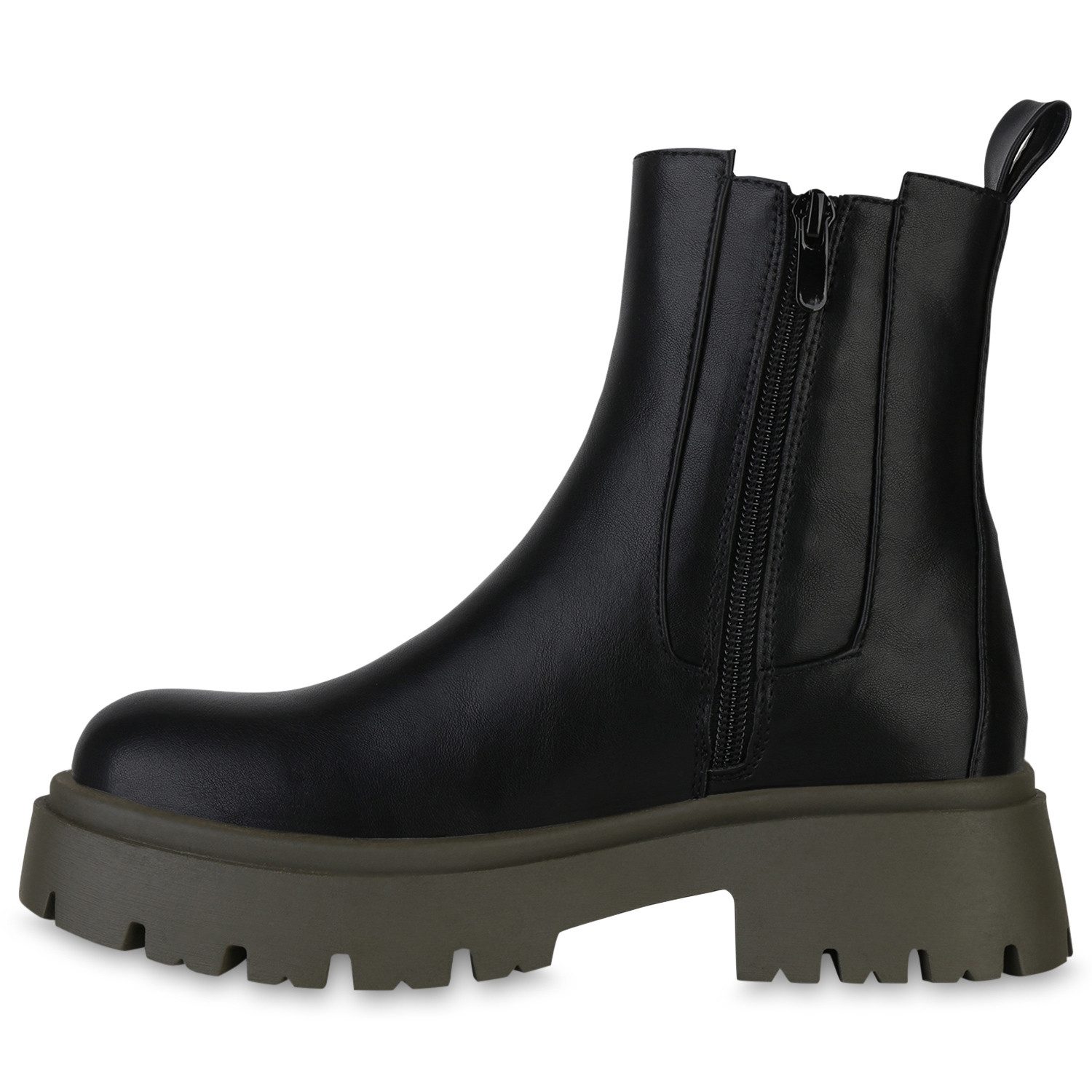 VAN HILL 840280 Plateaustiefelette Damen Plateau Boots Stiefeletten Profil-Sohle