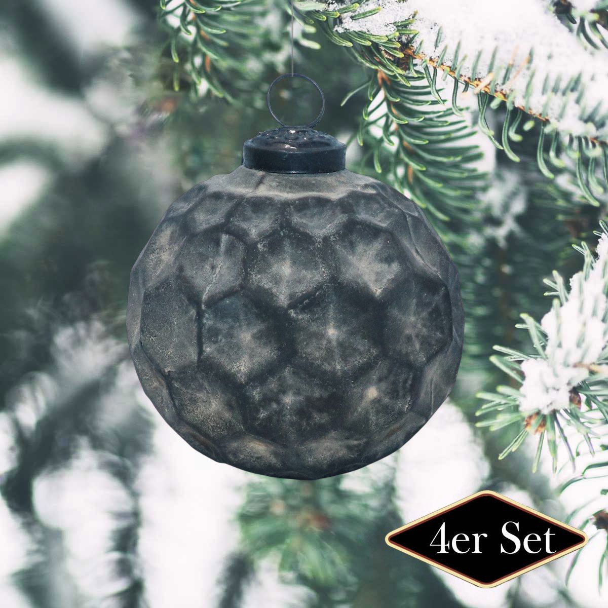 Antikas Weihnachtsfigur Premium Weihnachtskugel grau, strukturiert