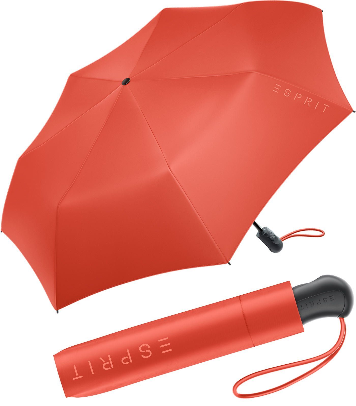 Esprit Langregenschirm Damen Easymatic Light Auf-Zu Automatik HW 2023, in den neuen Trendfarben - spicy orange