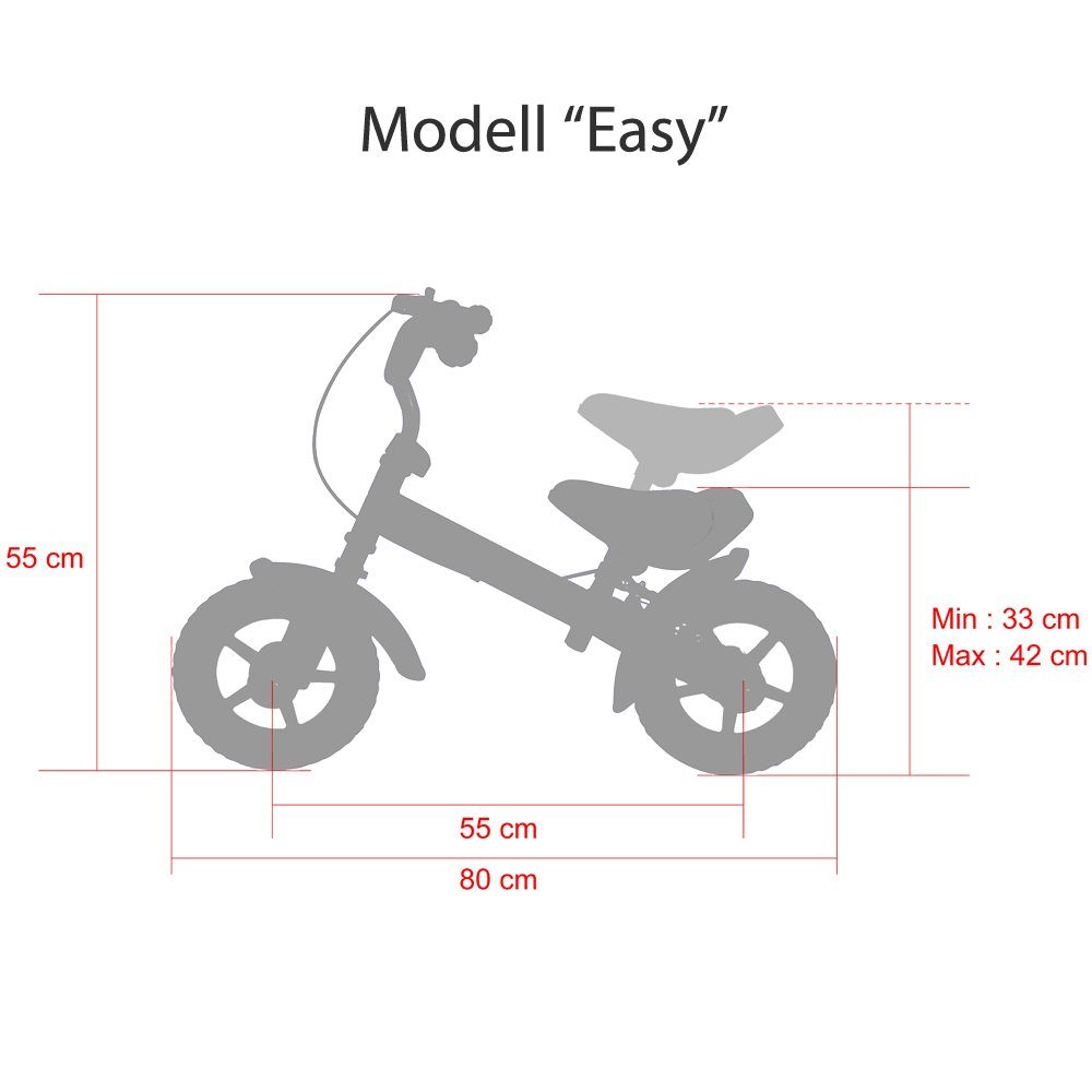 Spielwerk Laufrad Easy Raceline, 2-5 Jahre 10 Zoll Höhenverstellbar Bremse Lenkrad PU-Reifen Fahrrad