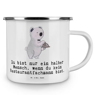 Mr. & Mrs. Panda Becher Restaurantfachmann Herz - Weiß - Geschenk, Schenken, Kollege, Metallt, Emaille, Hochkratzfest