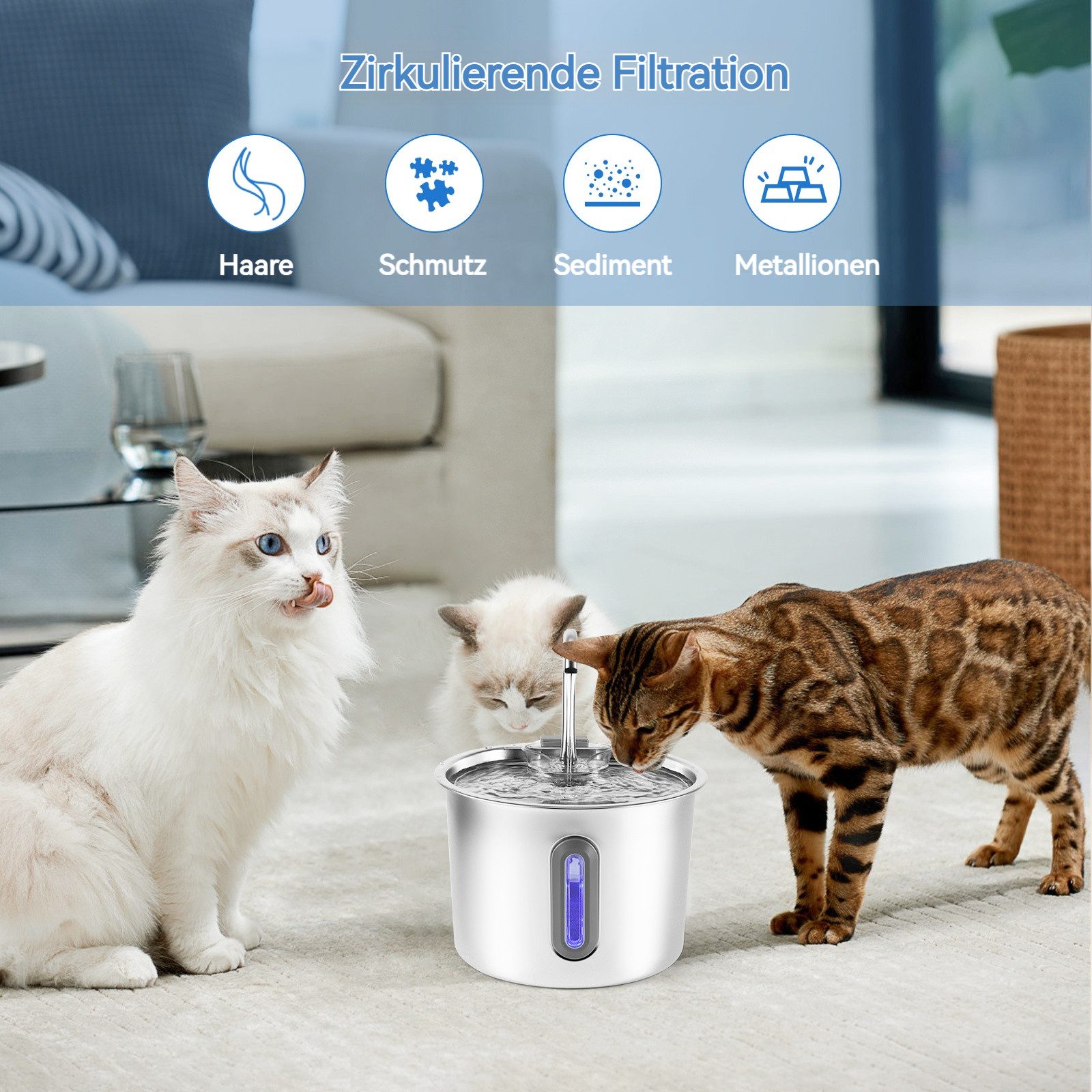 BlingBin Trinkbrunnen 2.2L Katzenbrunnen Kabellos, Wasserspender günstig online kaufen