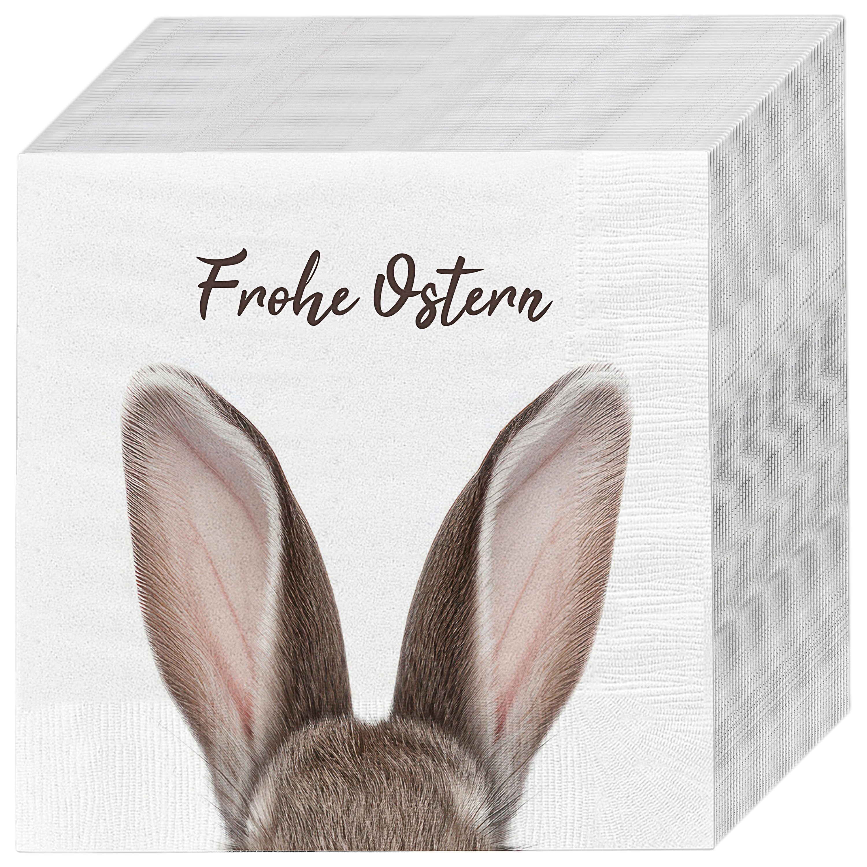 CEPEWA Papierserviette Servietten 'Frohe Ostern' 80er Set Hasenohren 33x33cm 3-lagig Papier