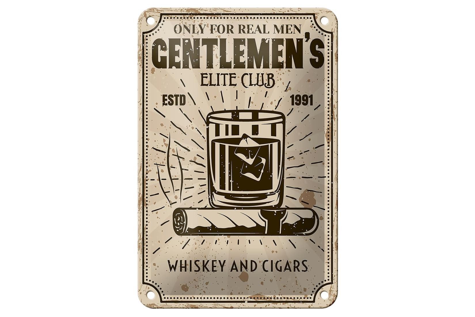 Metallschild Spruch Whiskey Cigars elite club real men 12x18cm Schild