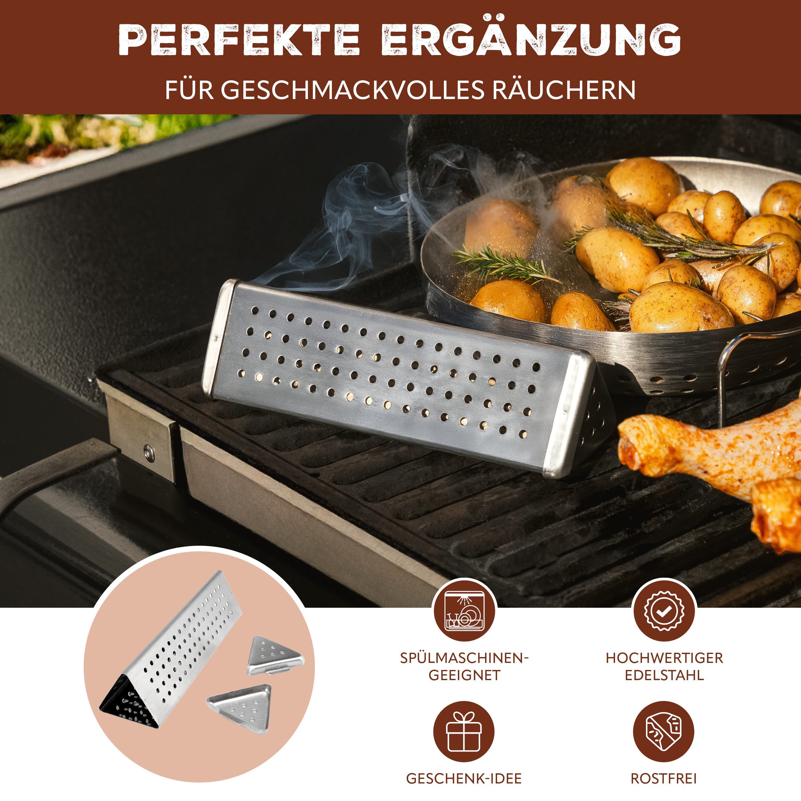 bremermann Räucherbox Räucherbox // Edelstahl, ca. 6 x 21 cm // Smokerbox BBQ (1-tlg)