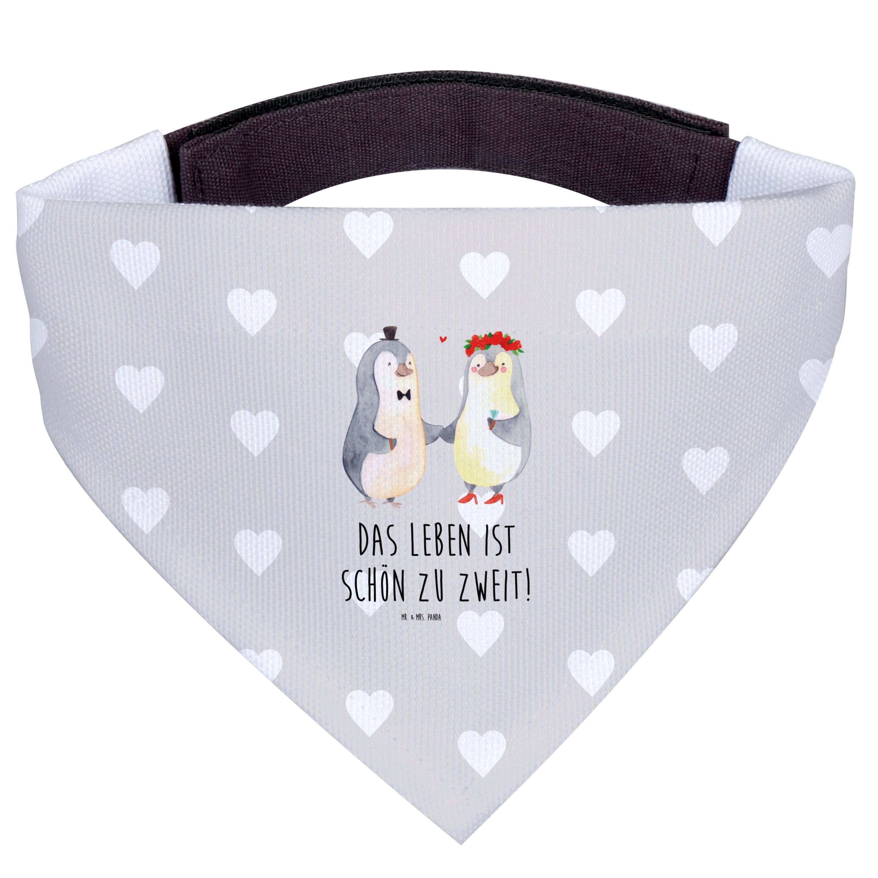 Mr. & Mrs. Panda Hundefliege Pinguin Heirat, Hundehalstuch, Grau Pastell, Bandana für Hunde, Hochz, Polyester, Schal Hund Mann Verliebt