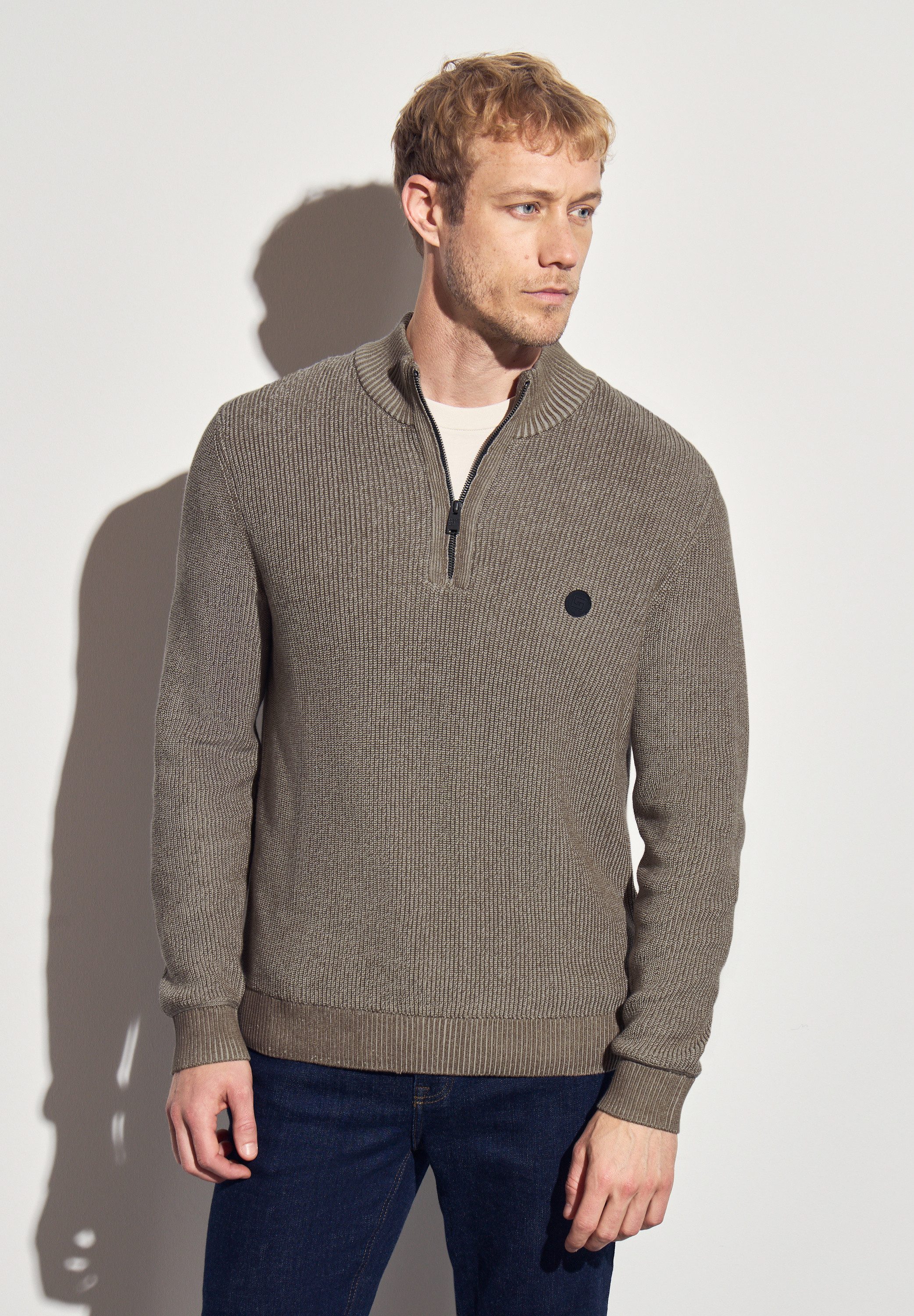 STREET ONE MEN Stehkragenpullover aus reiner günstig online kaufen