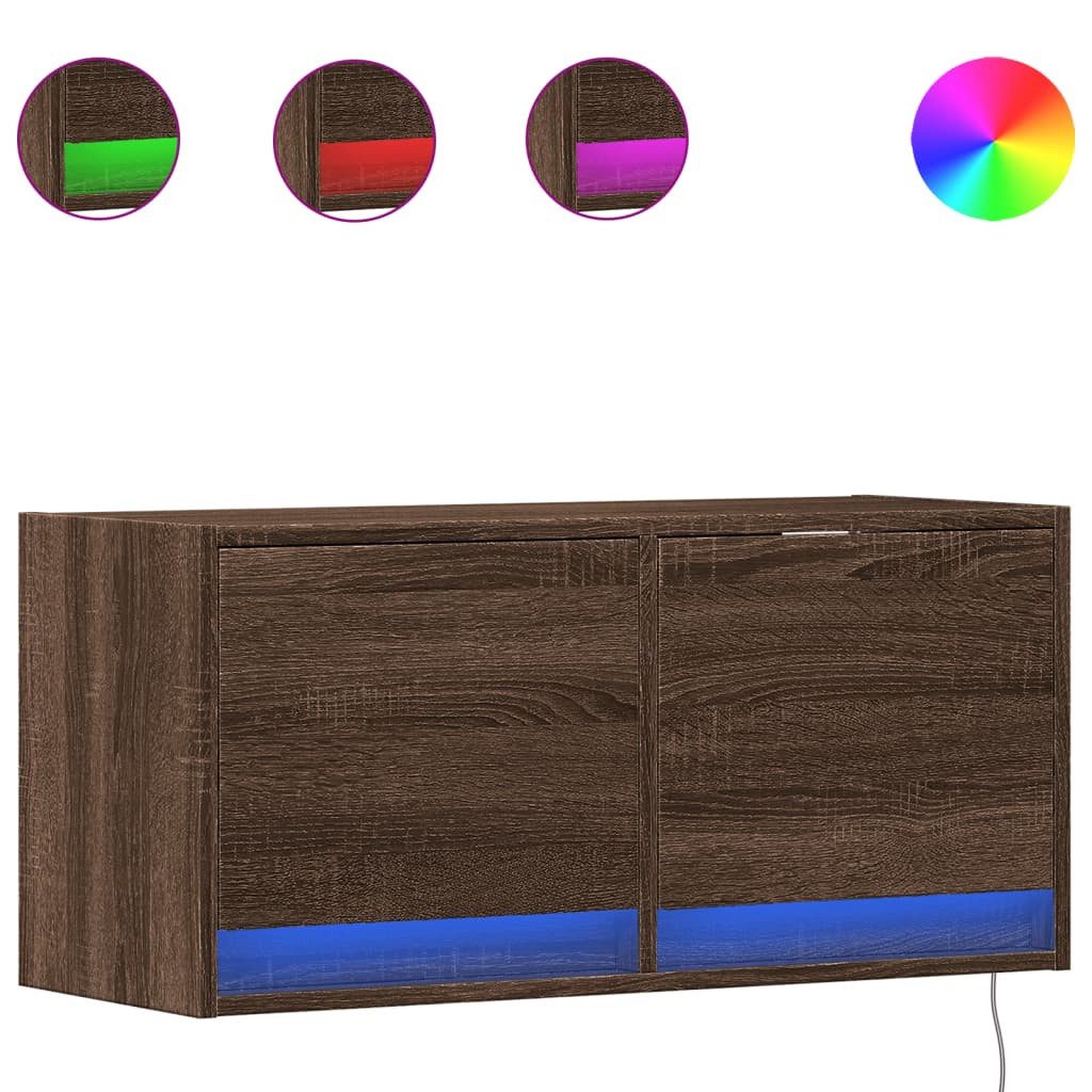 vidaXL TV-Wand TV-Wandschrank mit LED-Leuchten Braun günstig online kaufen