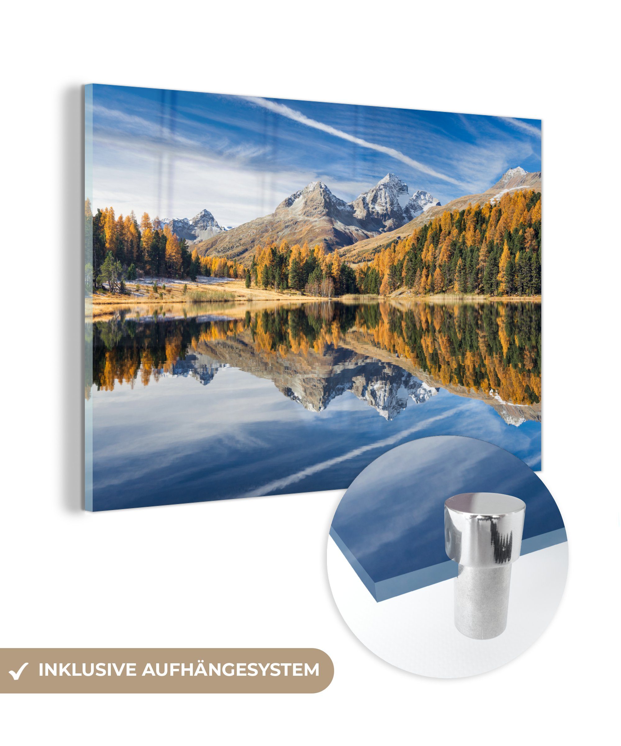 MuchoWow Acrylglasbild Alpen - Berge - Wald, (1 St), Acrylglasbilder Wohnzimmer & Schlafzimmer