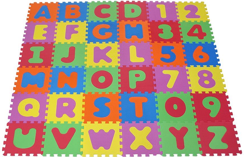 Knorrtoys® Puzzle Alphabet und Zahlen, 36 Puzzleteile, Puzzlematte, Bodenpuzzle