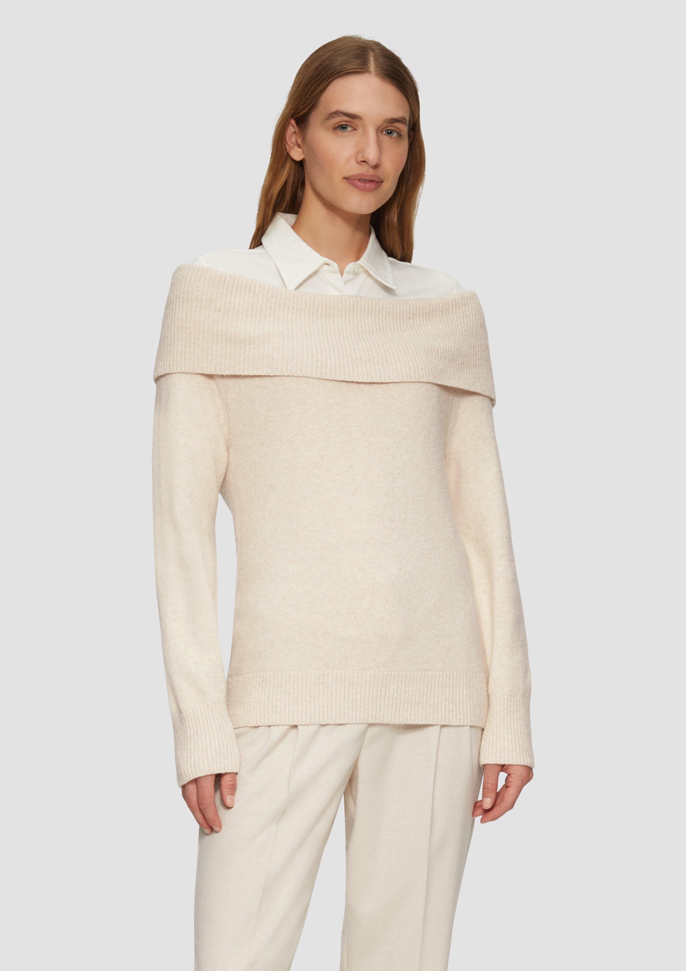 s.Oliver Strickpullover Off-Shoulder Strickpullover mit Rippbündchen günstig online kaufen