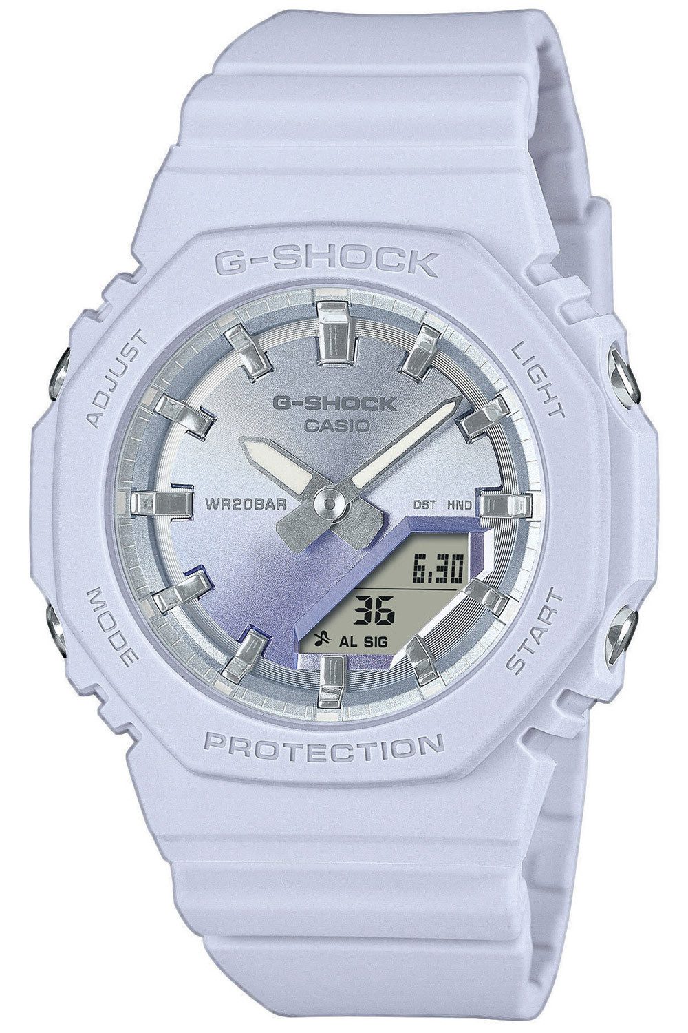 Quarzuhr G-Shock Ana-Digi Hellgrau/Lila
