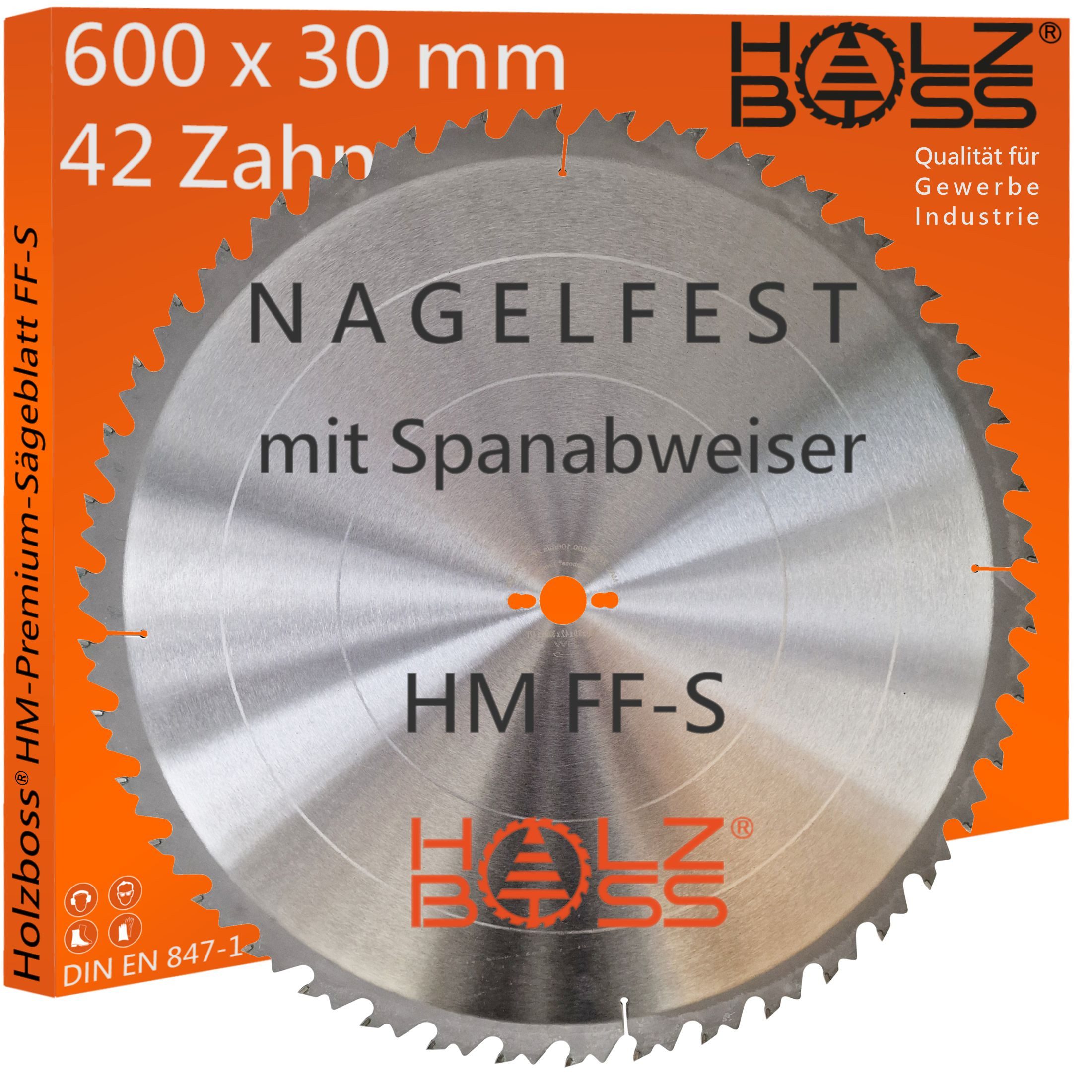 Holzboss® Sägeblatt NEUHEIT " Nagelfest mit Spanabweiser " HM-Sägeblatt FF-S 600x30mm