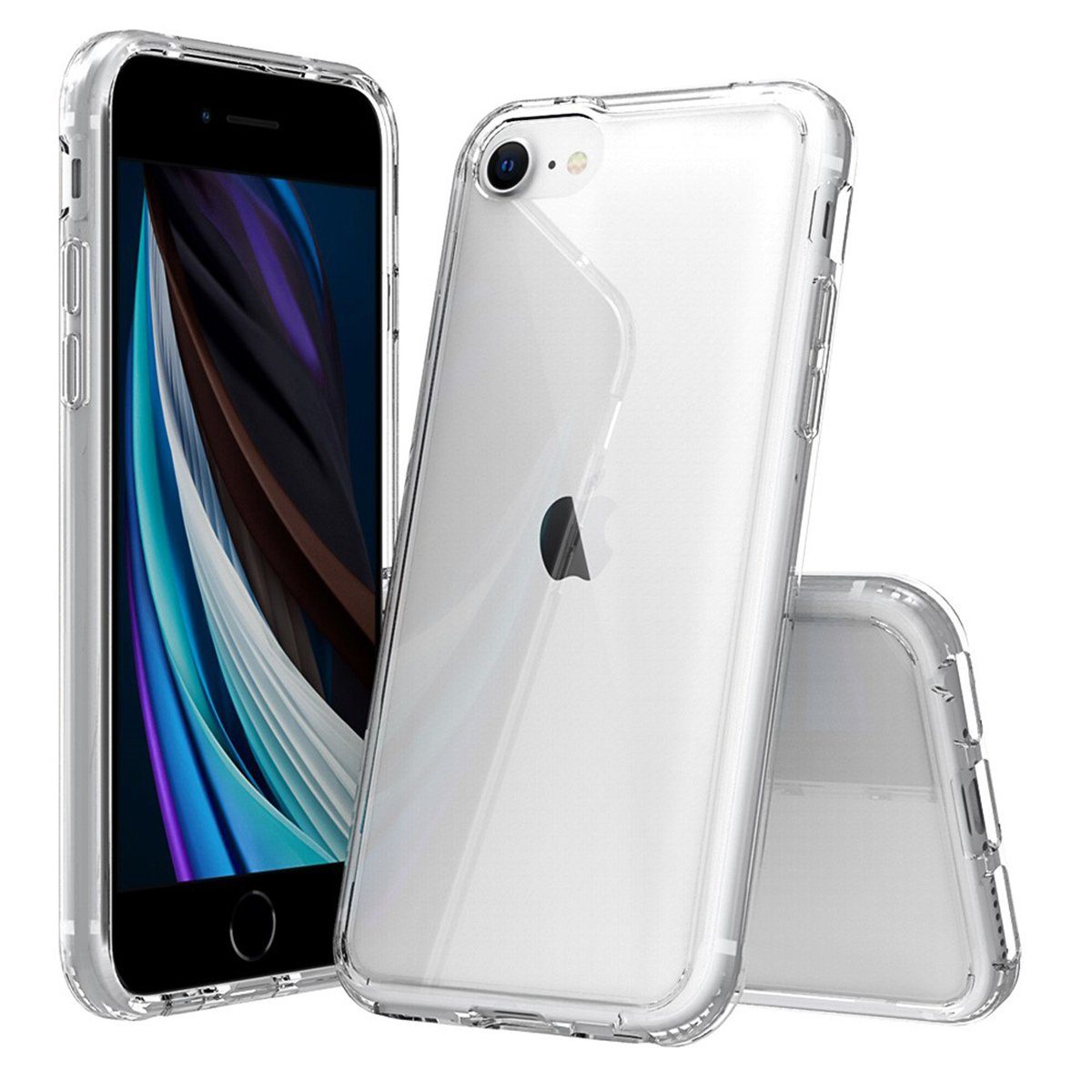 honju Smartphone-Hülle FIT Clear Case, [Apple iPhone SE 2022 Hülle, Weicher  TPU Rahmen & Rückseite aus Acrylglas, Wireless Charging kompatibel,  Anti-Fingerabdruck Beschichtung, Vergilbungsbeständig] - transparent