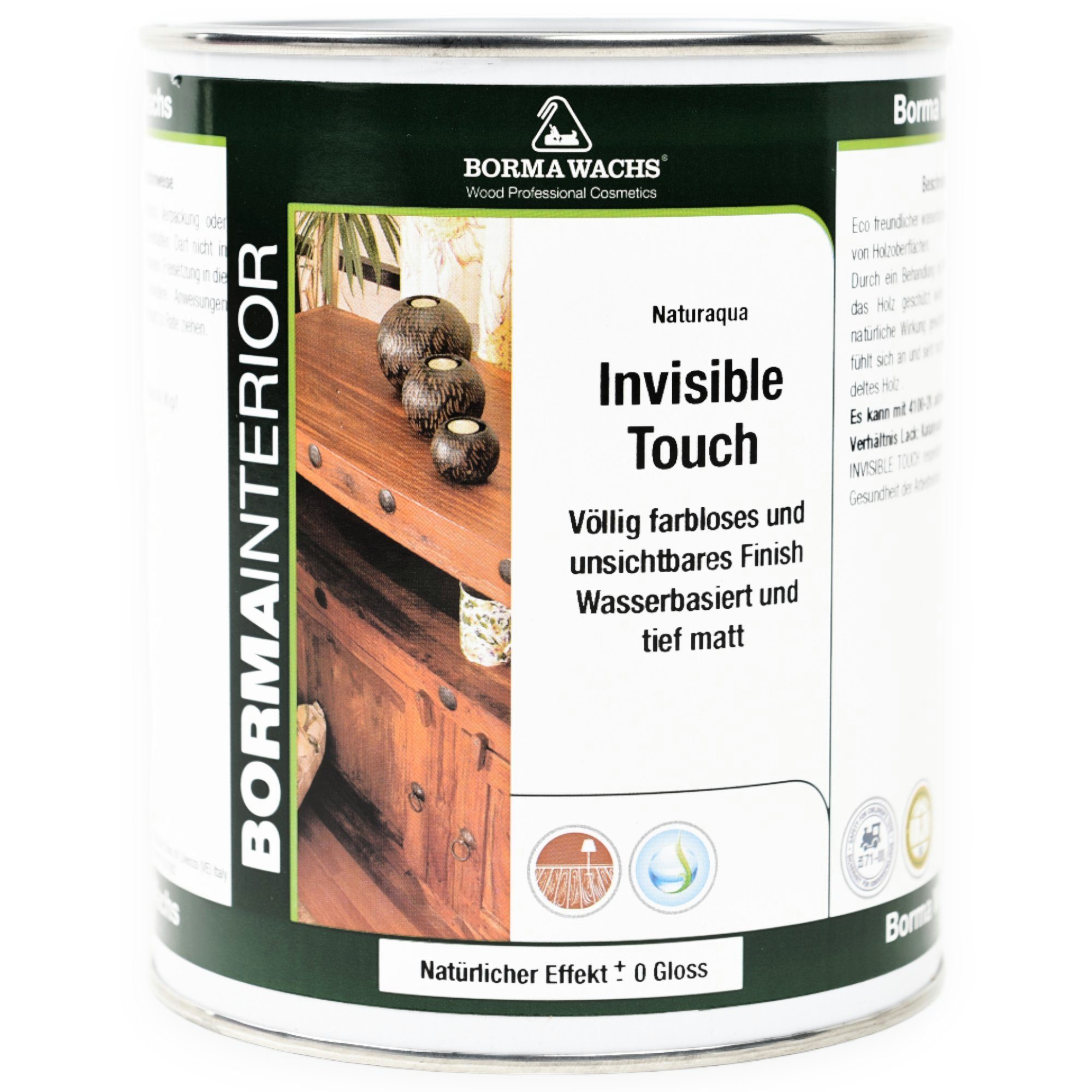 BORMA Holzlack MATT Lack auf Wasserbassis Invisible Touch - 1 Lit.