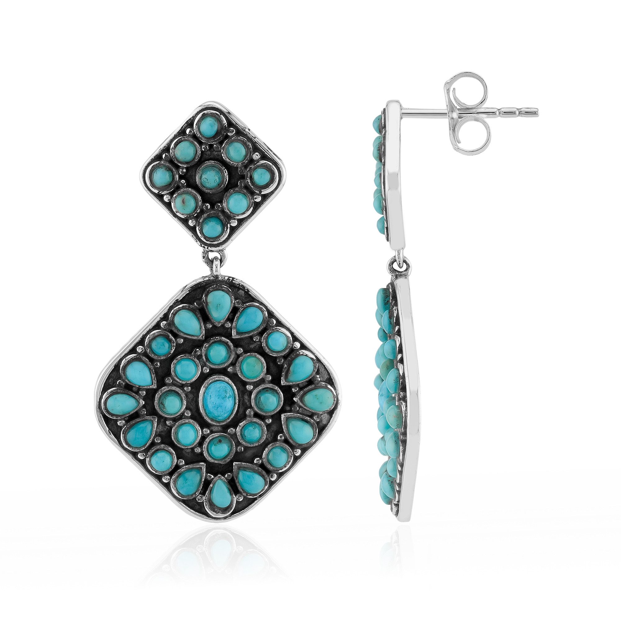 Cavill Ohrring-Set Cavill Statement Ohrringe aus 925er Silber mit 3,43 ct blauen Türkisen (2-tlg)